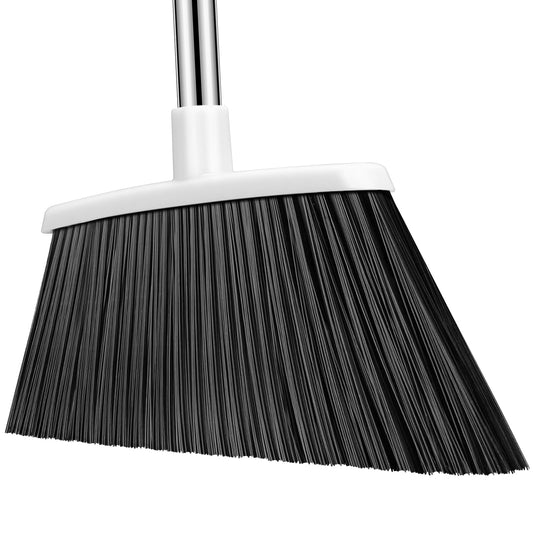 Heavy Duty Broom, 55 Inch Long Handle Outdoor Large Angle Brooms, Commercial Broom for Sweeping Indoor, for Home Garage Kitchen Office Courtyard Lobby Patio Lawn Concrete(Grey&White)