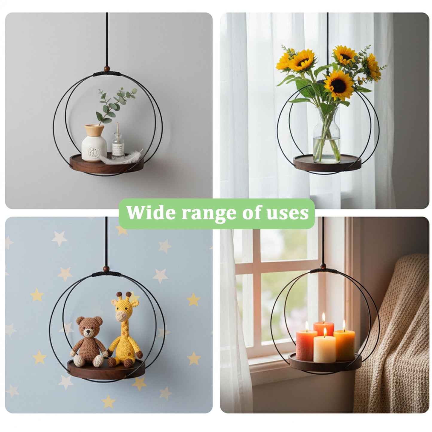 HrEtngiz Hanging Planters for Indoor Plants,Black Hanging Plant Holder,Metal Plant Hanger Indoor for Home Garden Office Decor(Pots Not Included)