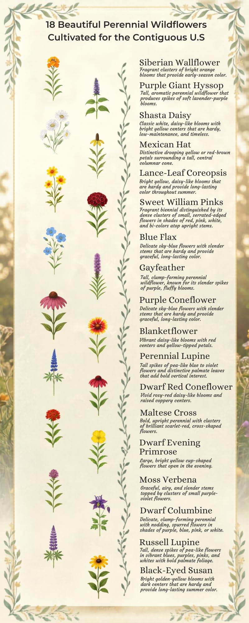 United States Nationwide Bulk Perennial Wildflower Seed Mix - All U.S. Zones - Plant in Spring and Fall (1 Pound Covers 2,000 Square feet) (1/4 Pound)