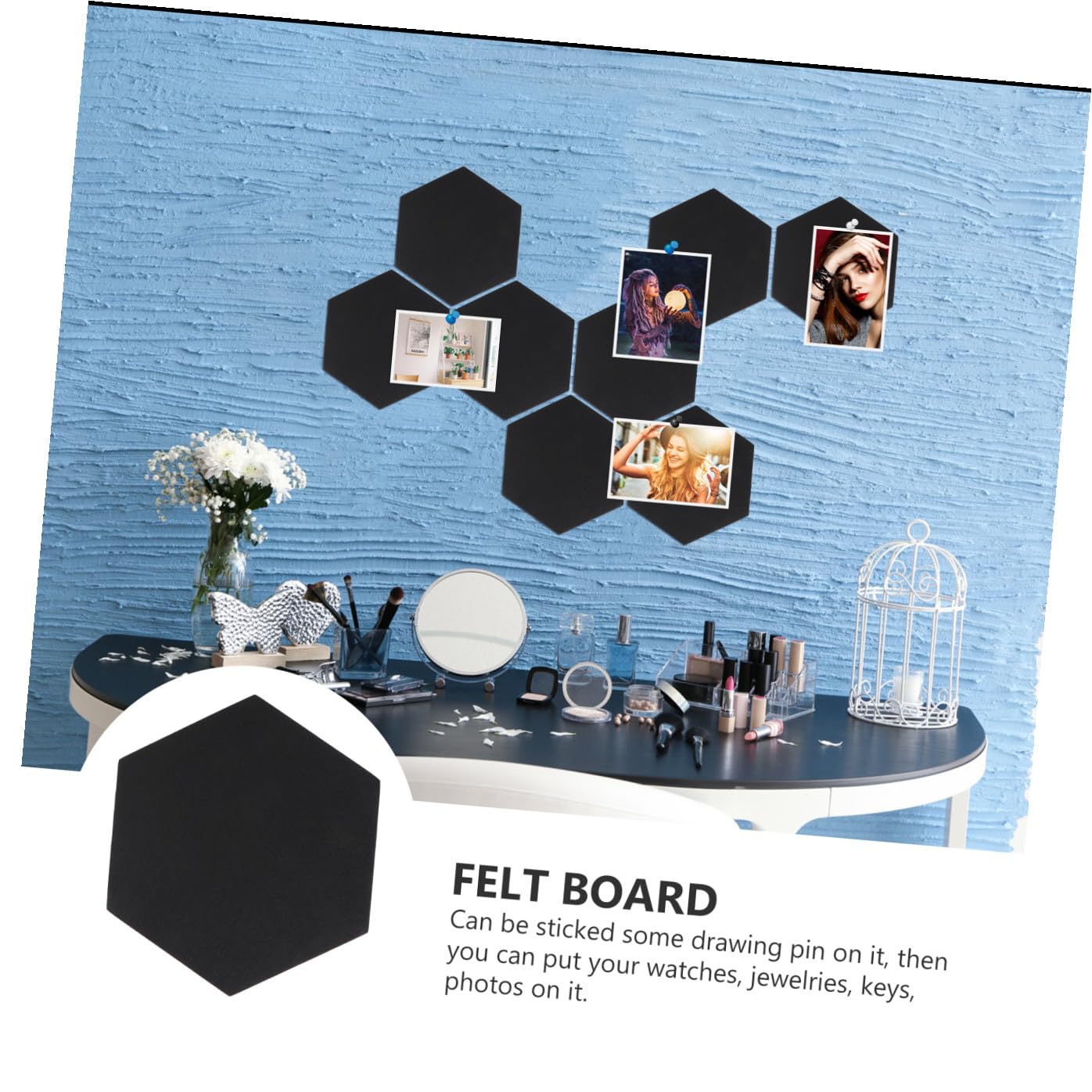 Uonlytech 10pcs Felt Message Board Wall Decor Photo Display Board Easy Install Wall Sticker for Home Decor
