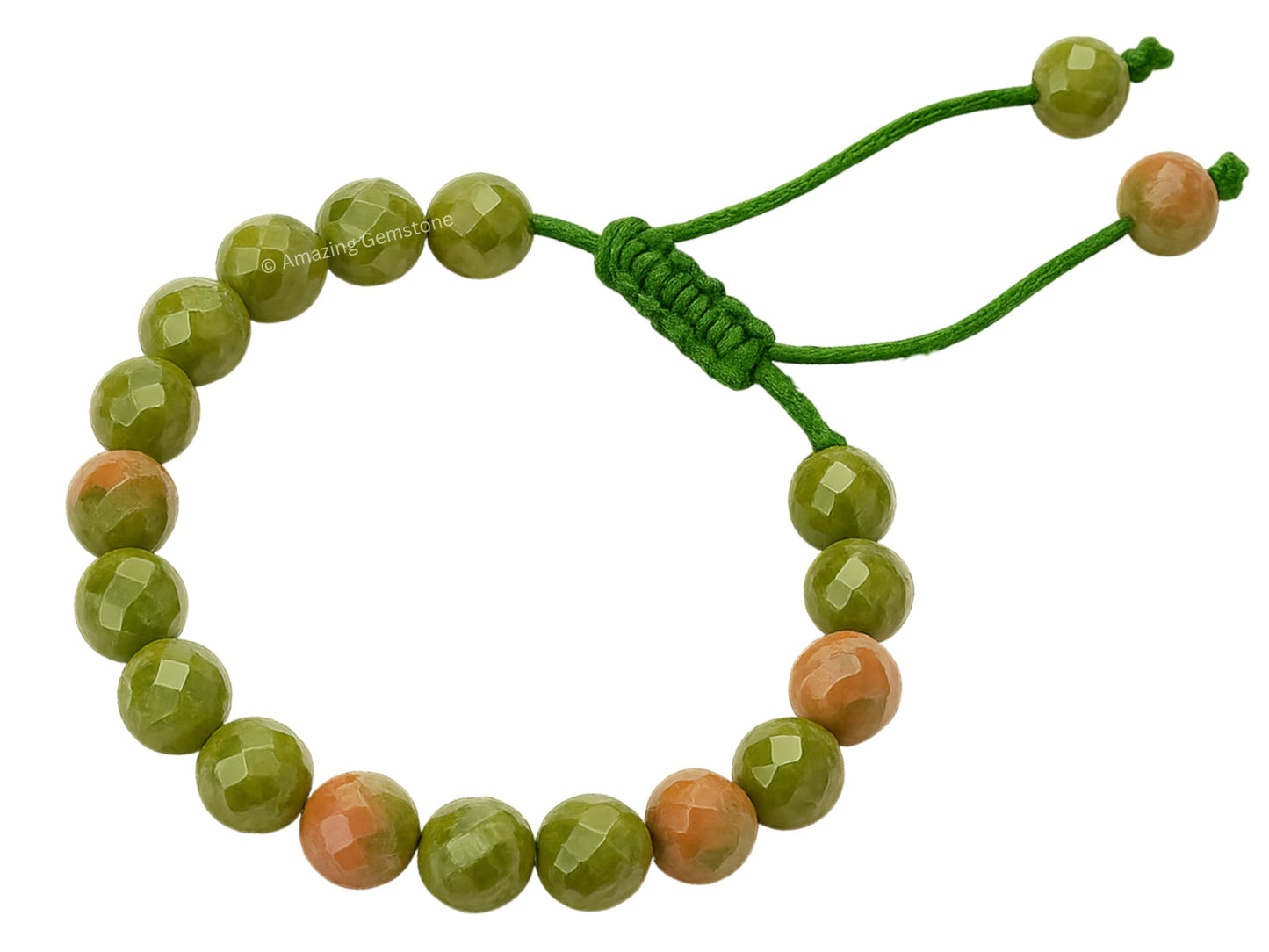 Amazing Gemstone Unakite Bracelet for Women - Chakra Mens Bracelet Protection Crystals and Healing Stones - Blessing Spiritual Meditation Stocking Stuffers (Faceted Beaded Bracelet, Adjustable)
