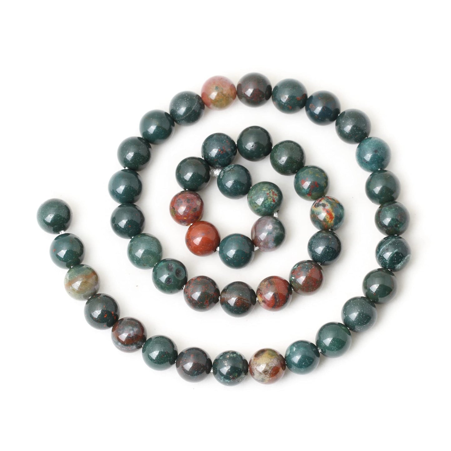 CHEAVIAN 45PCS 8mm Natural Indian Bloodstone Round Loose Beads for Jewelry Making DIY Bracelet Necklace Materials 1 Strand 15"