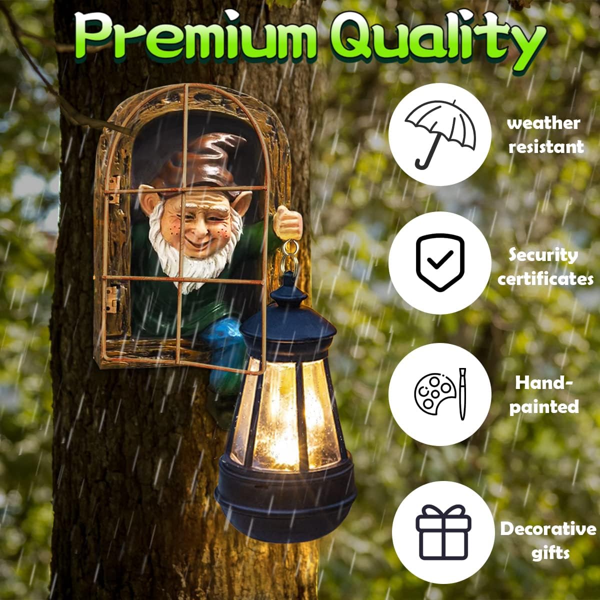 REYISO Gnomes Outdoor Garden Statues Gifts Mothers Day Summer Decor Whimsical Fairy Garden-10 Inch Elf Outdoor Tree Hugger Statues- Tree Face Sculpture, Yard Art Patio,Fence,Lawn,Wall Gnomes Ornament