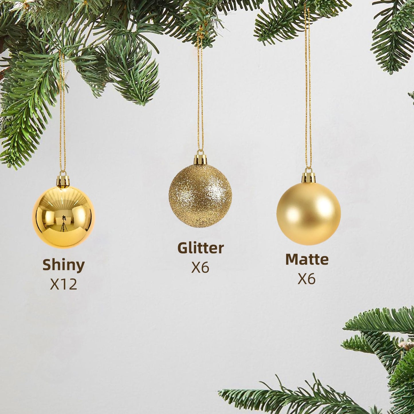 24ct Silvery Christmas Ball - 1.18 Inch Shatterproof Christmas Tree Decoration Ornaments Hanging Ball for Xmas Tree, Holiday, Wedding, Party