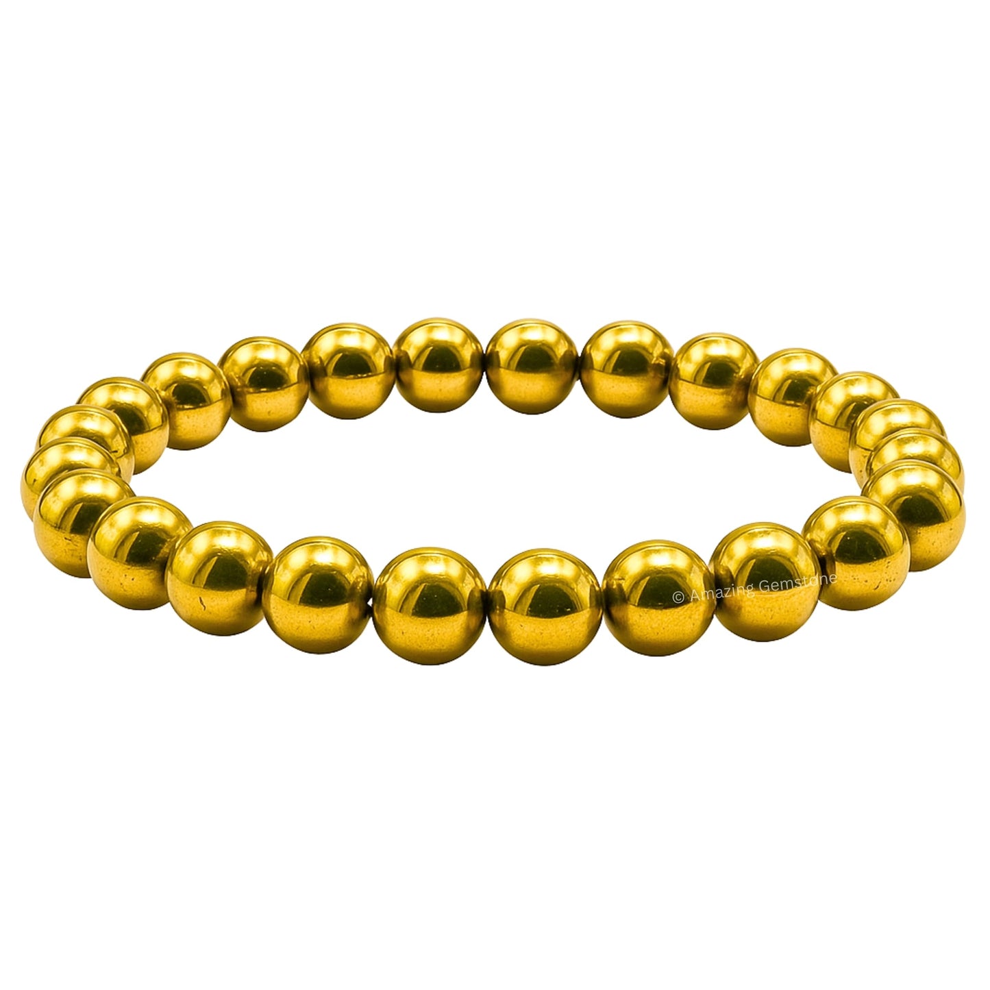Amazing Gemstone Crystal Bracelet for Women Men's Gifts - Protection Healing Crystal Bracelet - 8mm Gemstone Beaded Stretchable Bracelet Pulseras Para Hombres Mujer Stocking Stuffers Mothers Day Gift (Golden Hematite)