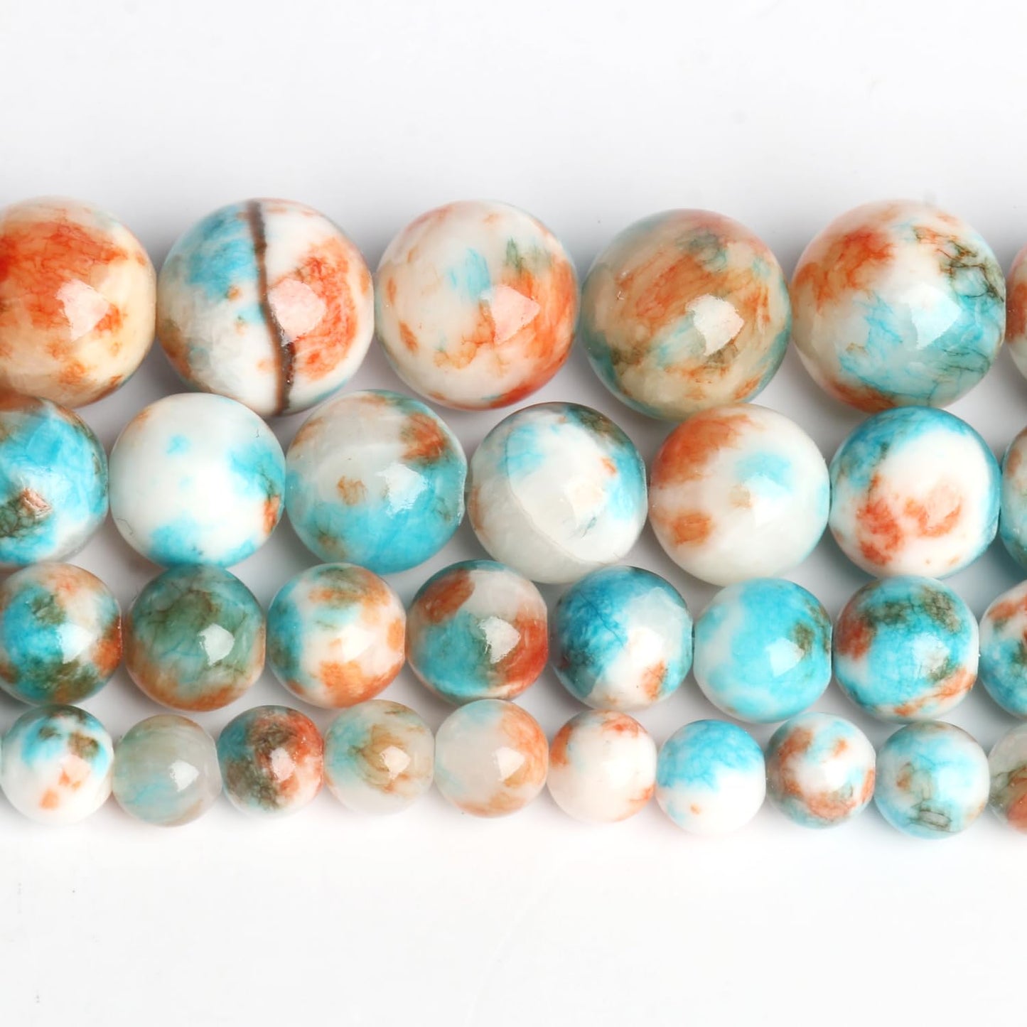 Yochus 60pcs 6mm Blue&Orange Persian Jade Energy Healing Round Bulk Gemstone Beads for Jewelry Making Bracelet Necklace Earring DIY