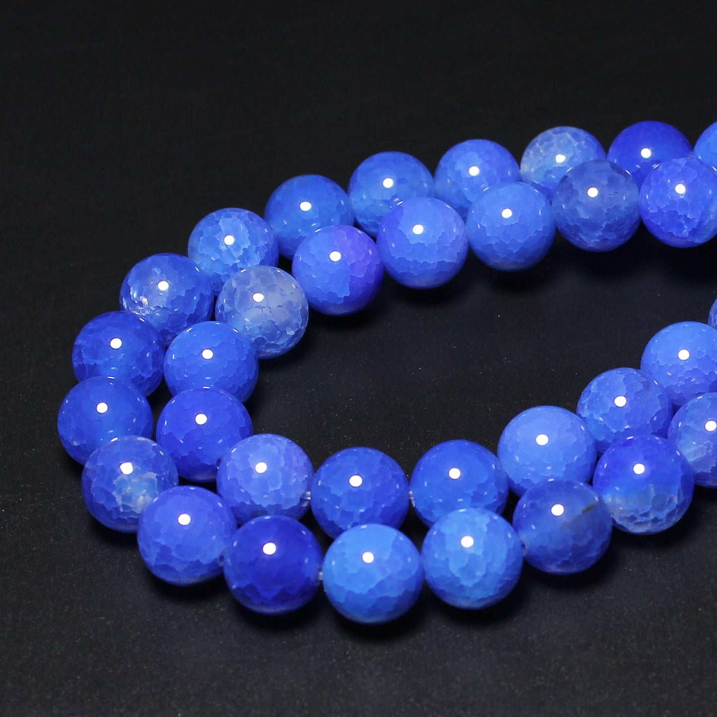 MJDCB Natural Stone Beads 8mm 43pcs Round Blue Dragon Vein Agate Loose Gemstone Bead Charms for Jewelry Making Bracelet Necklace Earring Pendant