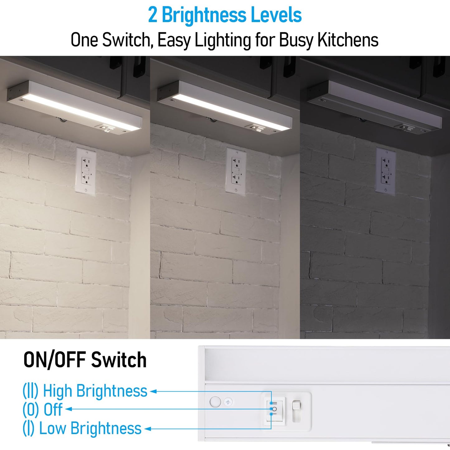 TORCHSTAR 12 Inch LED Under Cabinet Lighting 5CCT, ETL T24, 8W 600LM, Hardwired & Plug-in, 5 Color Selectable CRI90 120V Dimmable Under Counter Lights for Kitchen, White Aluminum Housing, 4 Pack