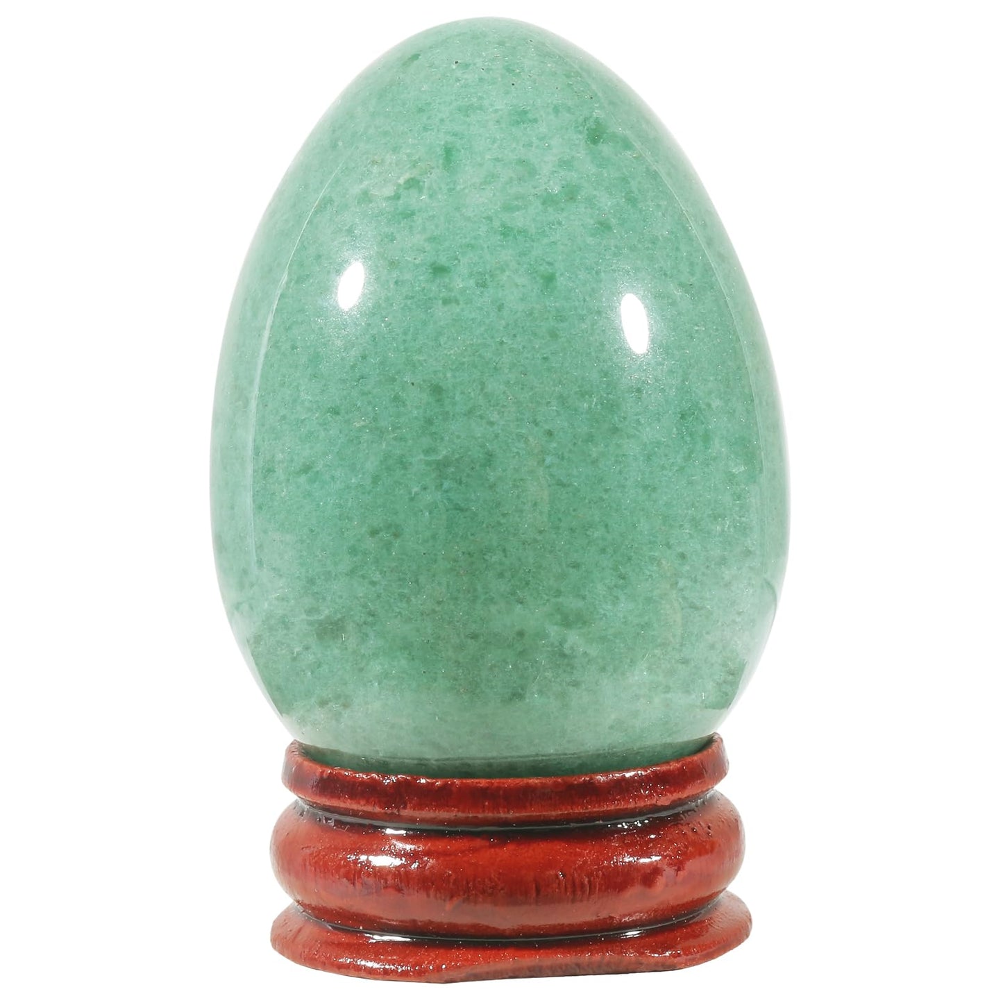 Casaper 2" Natural Green Aventurine Jasper Egg with Wood Stand for Home Decoration, Polished Crystal Pocket Palm Sphere Fengshui Figurines Healing Reiki
