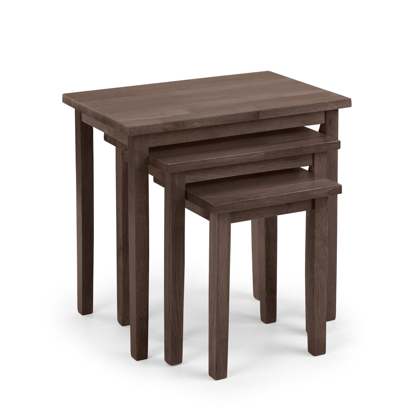 Julian Bowen Cleo Nest of Tables Set of 3, Nesting Oak Side Table for Living Room, Stackable Side Table for Small Spaces, 46 x 48 x 33 cm - Walnut Effect