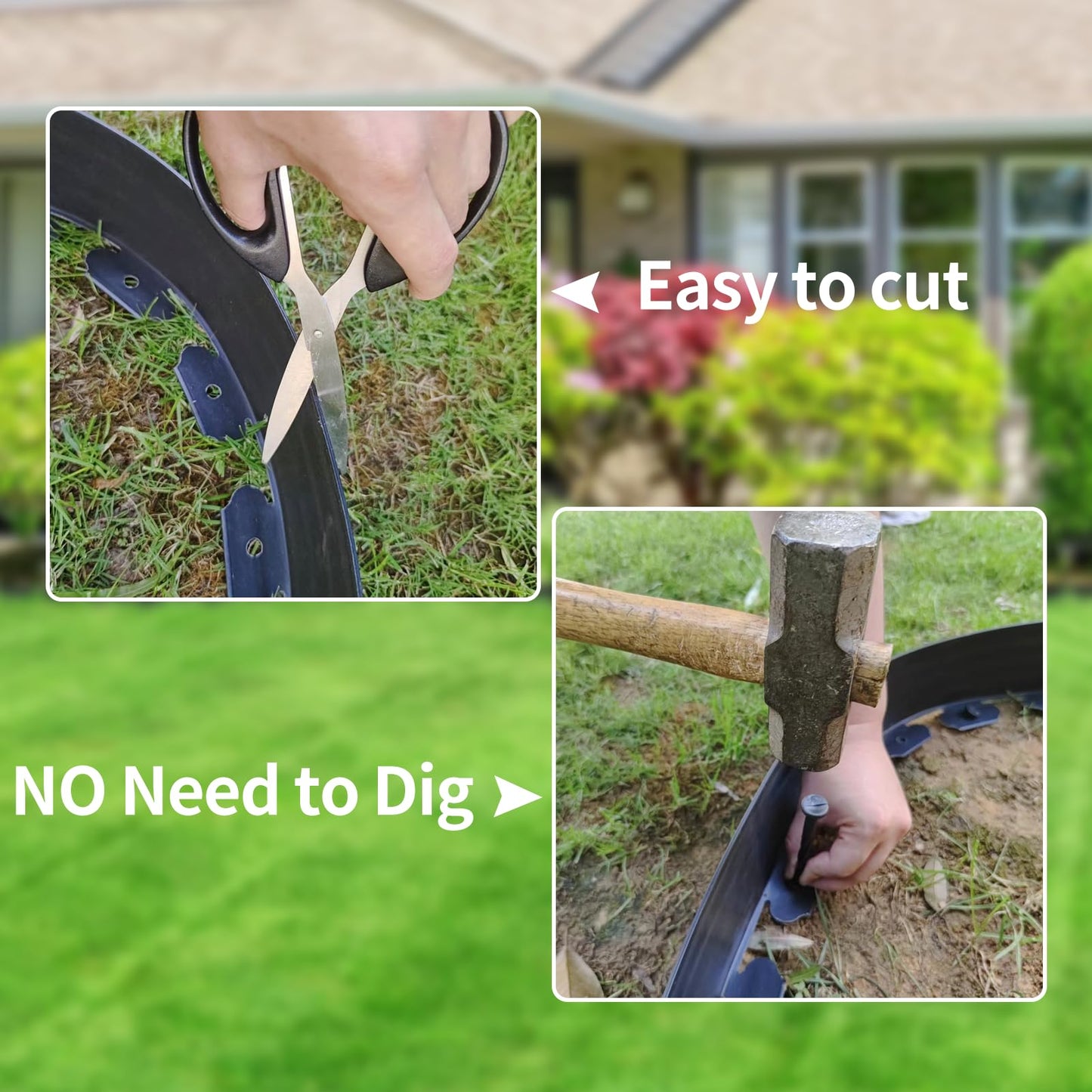 Landscape Garden Edging Kit with 60 Spikes, 4In Tall 66FT Garden Edging Border for Garden, Flower Beds, and Lawn Easy Cutting (Black, 66ft)