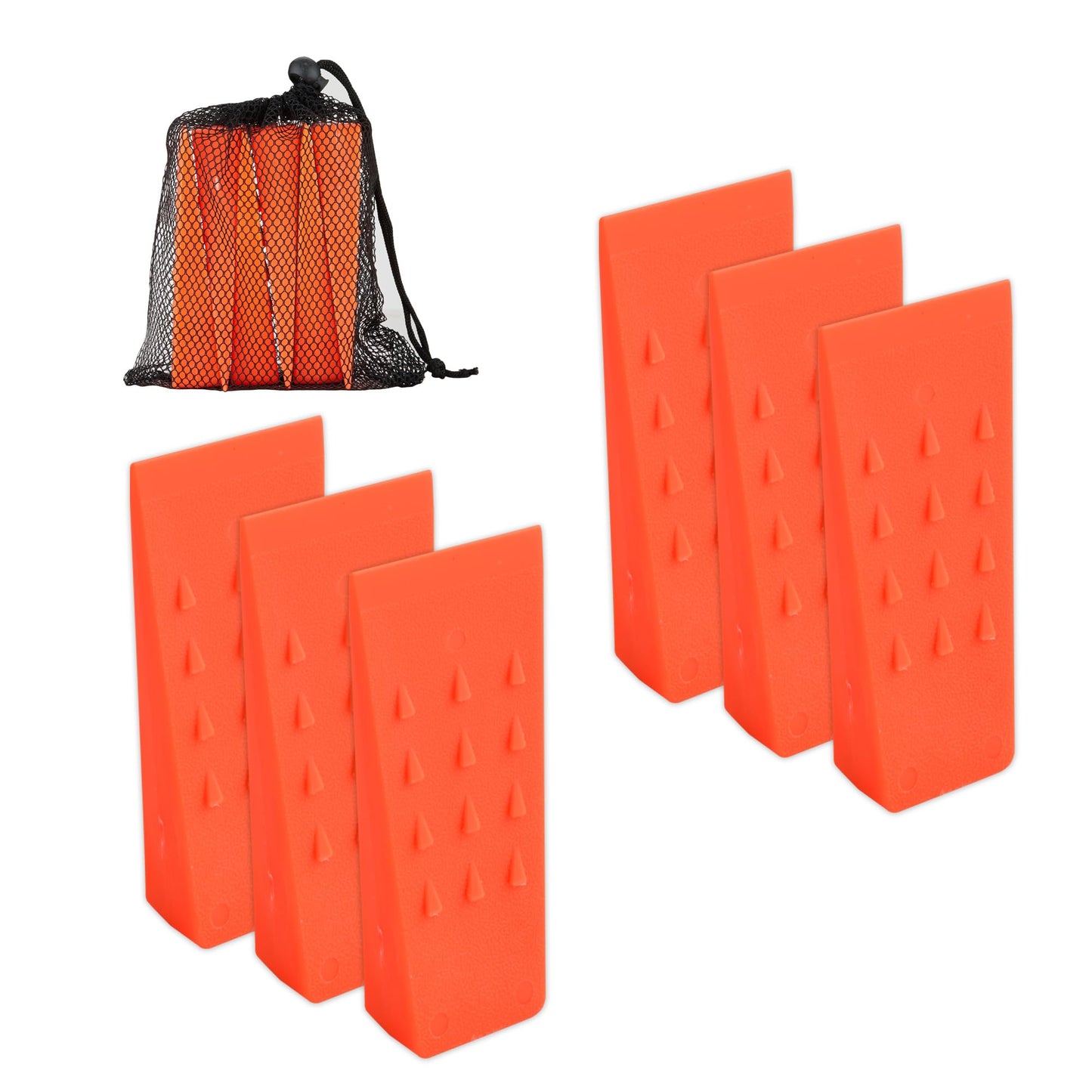Skyward 6 Pack Spiked Logging Wedges, 5.5" Orange ABS Plastic Tree-Cutting Wedges for Safe Tree Cutting, Wood-Cutting Tools (5.5")