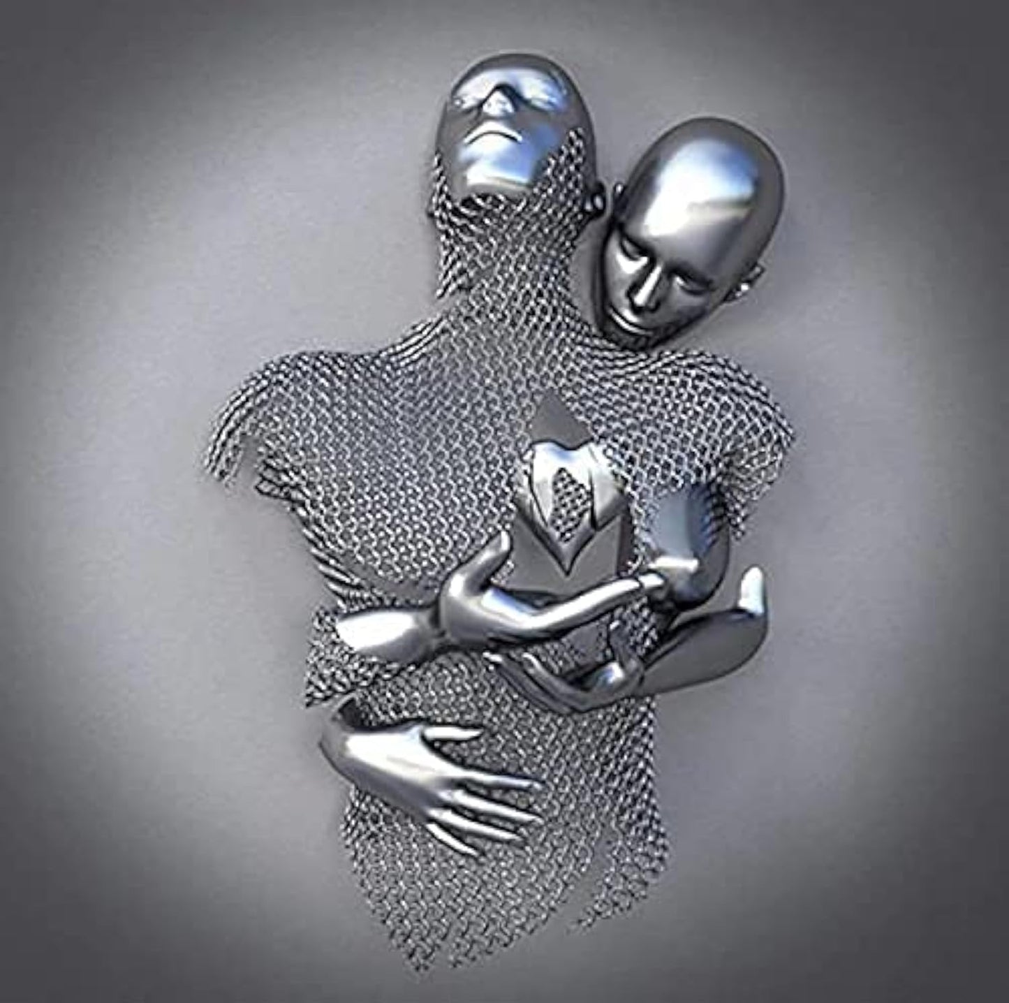 ZMURED 3D Wall Art Decor Artwork Figure Statue Modern Art Canvas Painting,Large Wall Art for Bathroom Bedroom Decoration (Hold Gray Heart)