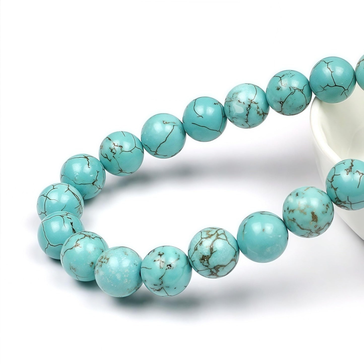 MJDCB Best Sellers Stone Beads Turquoise Round Loose Beads for Jewelry Making DIY Bracelet Necklace (10mm)