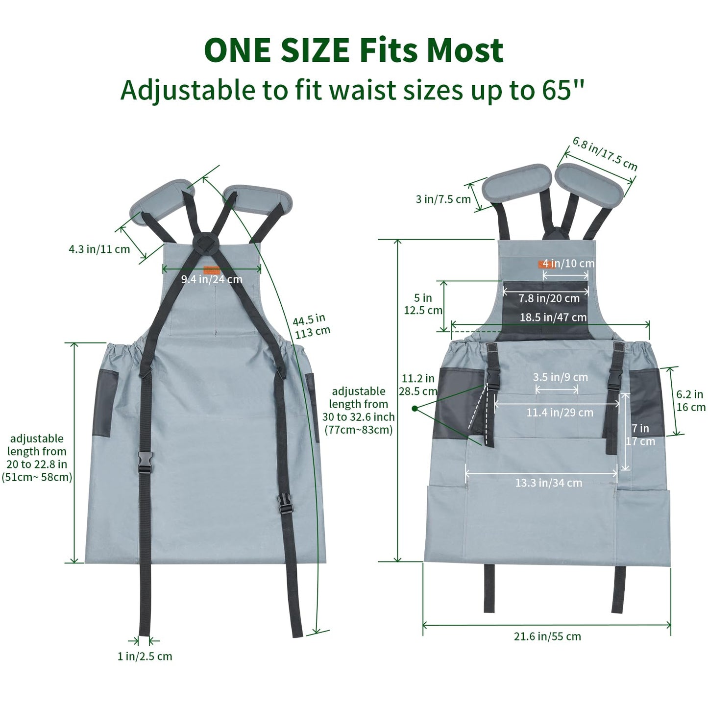 Garden Harvest Apron, Patioland Gray Adjustable Fruit Picking Apron w/Bottom Release Pocket,Gardening Apron with Gloves for Women & Men, Fruit Picking and Foraging Apron for Gardeners, Gardening Gifts