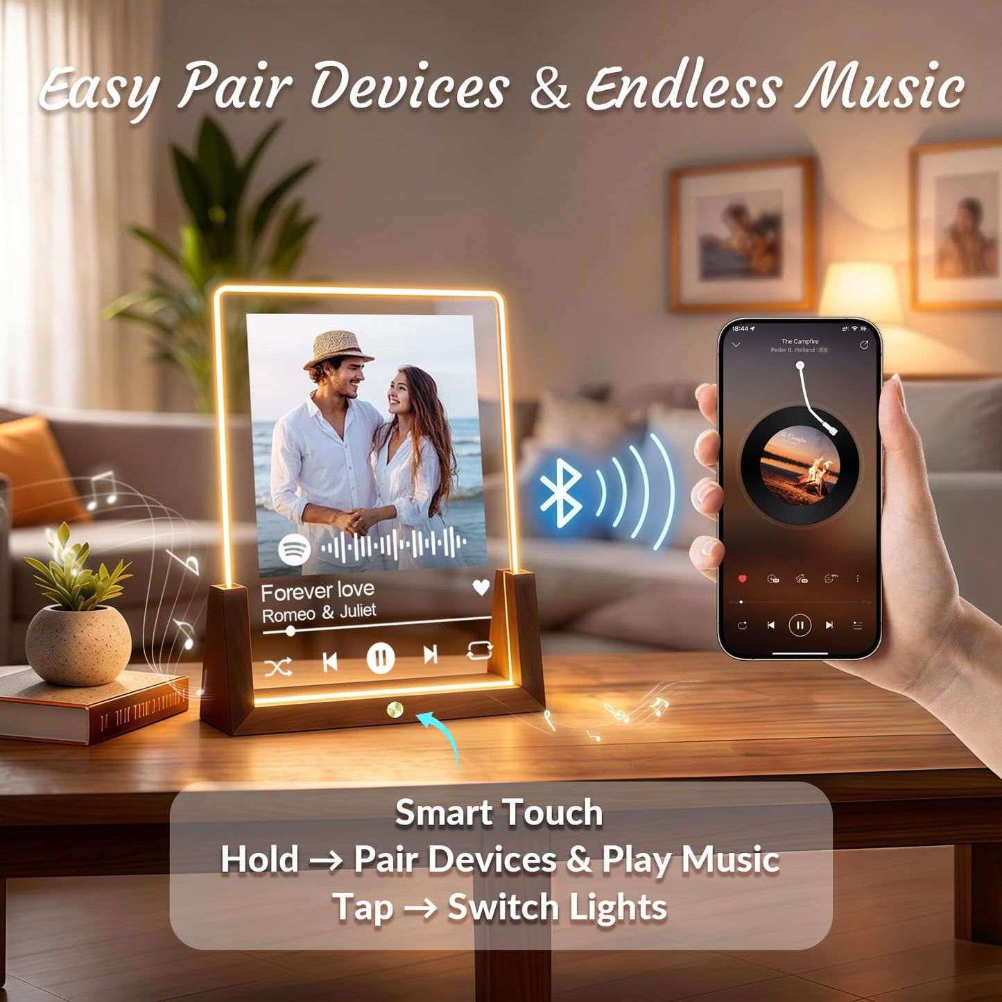 Custom Spotify Plaque, Custom Picture Frames, Light Up Picture Frame for Girlfriend Boyfriend, Acrylic Song Plaque Photo Frame, Personalized Gifts for Women Men Her Him Anniversary Valentines Birthday