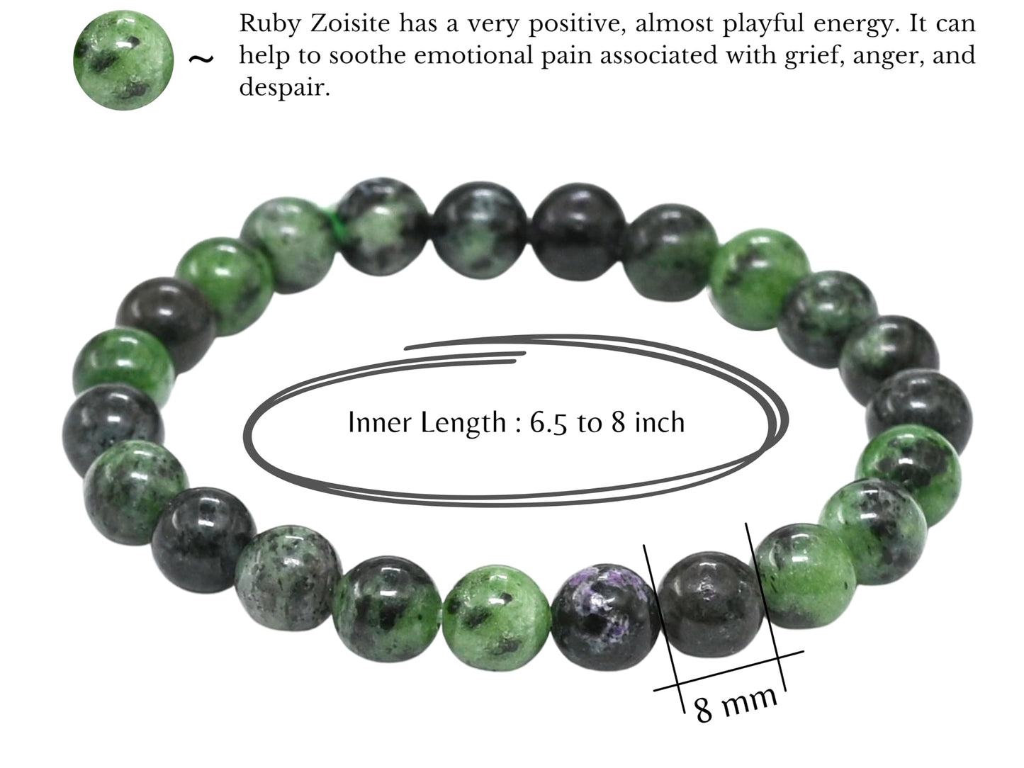 Amazing Gemstone Crystal Bracelet for Women Men's Gifts - Protection Healing Crystal Bracelet - 8mm Gemstone Beaded Stretchable Bracelet Pulseras Para Hombres Mujer Stocking Stuffers Mothers Day Gift (Ruby Zoisite)