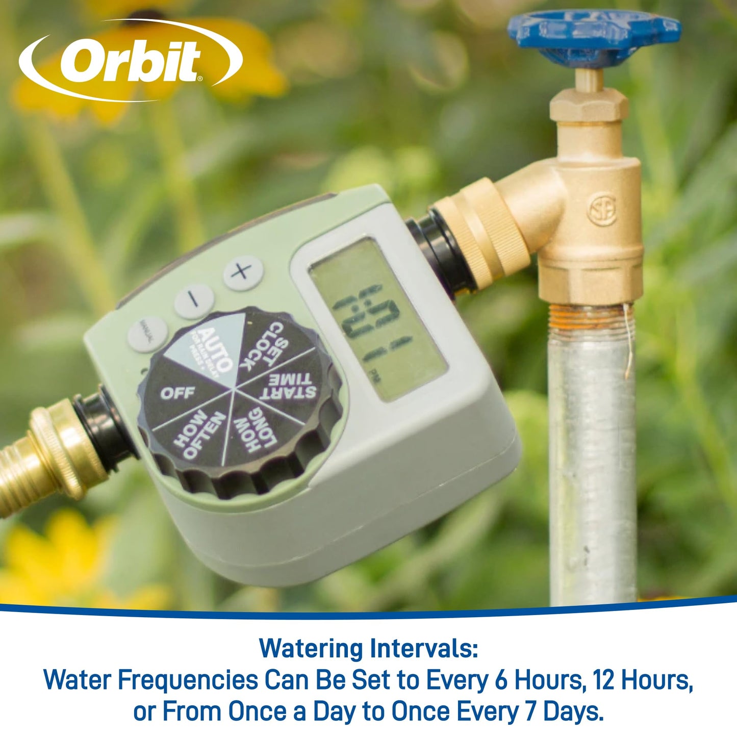 Orbit One Outlet Single-Dial Hose Faucet Timer - Easy Programmable - For Garden Watering System - LCD Hose Timer with Adjustable Watering Schedule - 62056