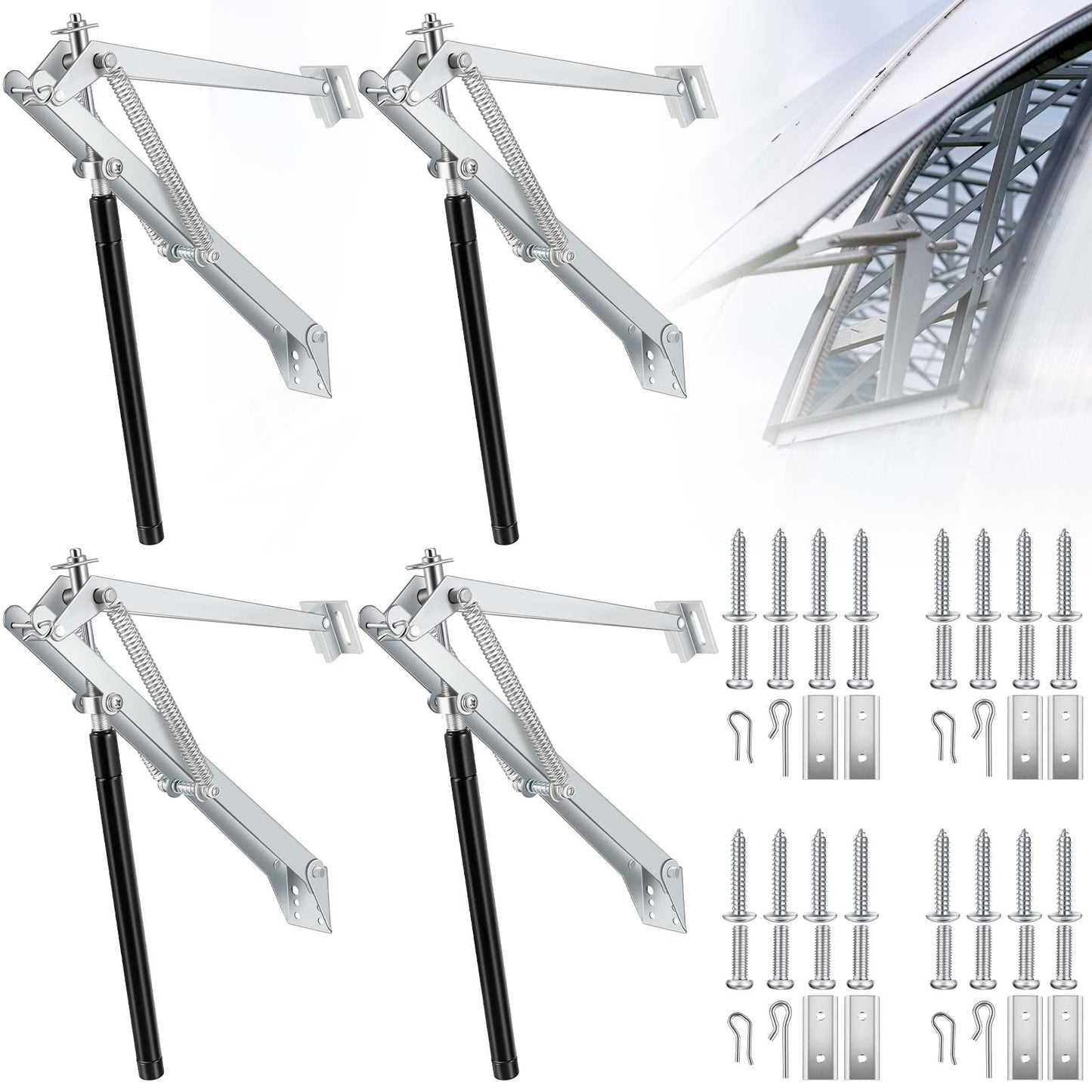 Amylove 4 Pcs Dual Spring Automatic Roof Vent Opener Greenhouse Accessories Solar Greenhouse Heater Sensitive Ventilation Kit Automatic Window Vent Opener Replacement for Gardening