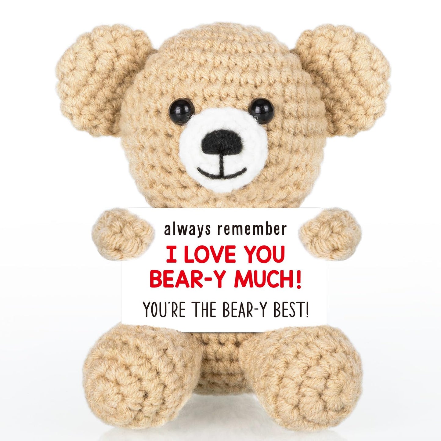 WELLBANEE Mini Crochet Bear Gifts for Her Him, Wife Husband Girlfriend Boyfriend I Love You Gift, Crochet Stuffed Animal, Anniversary Birthday Gifts, Handmade Bear Small Stuff Things