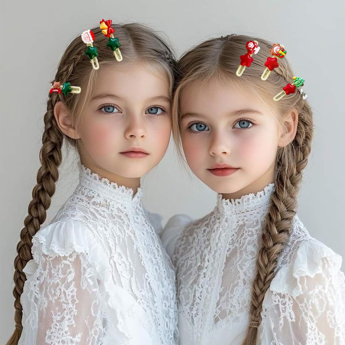 Christmas Hair Clips for Women 6Pcs Cute Hair Barrettes Cartoon Star Santa Claus Bell Gloves Fashion Accessories Xmas Tree Side clip Design Christmas Claw Clips for Women Holiday Party Hairs Decor