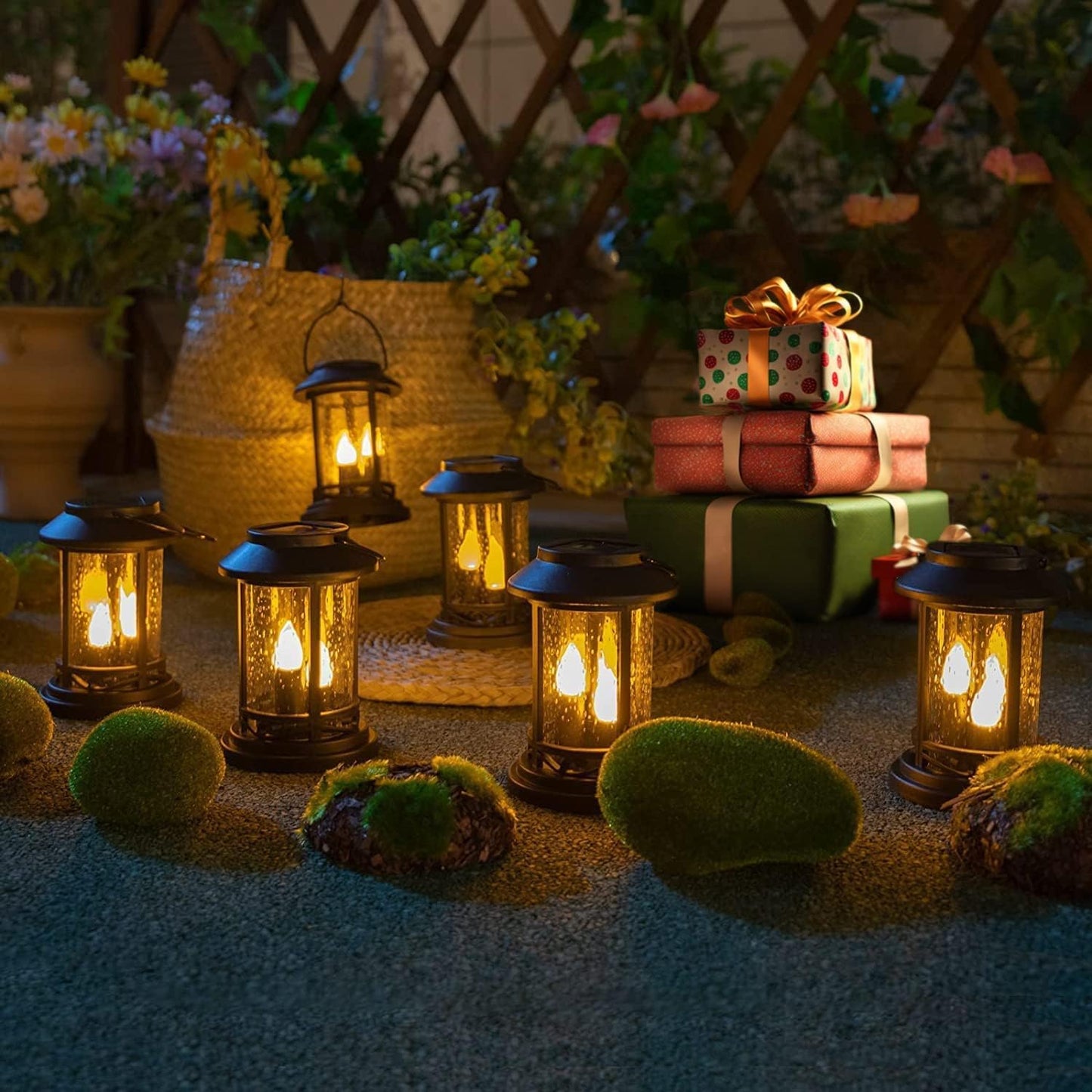 Beautyard 6 Packs Outdoor Solar Candles Lights Flickering Decorative Lantern Stake Lighting for Garden, Backyard, Lawn, Pathway, Patio Accessories and Decor ( Small 6 Pack , Black )…