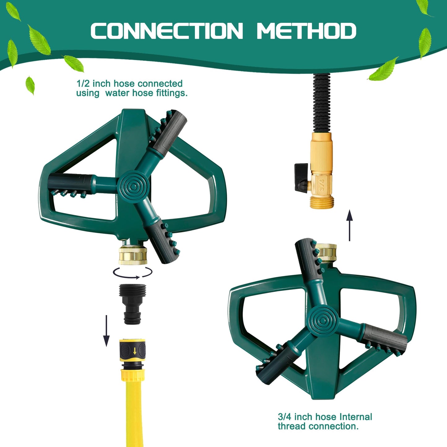 MOSIKEN Sprinkler for Yard, Rotating Garden Sprinkler for Large Area Coverage, Lawn and Yard Adjustable Sprinklers