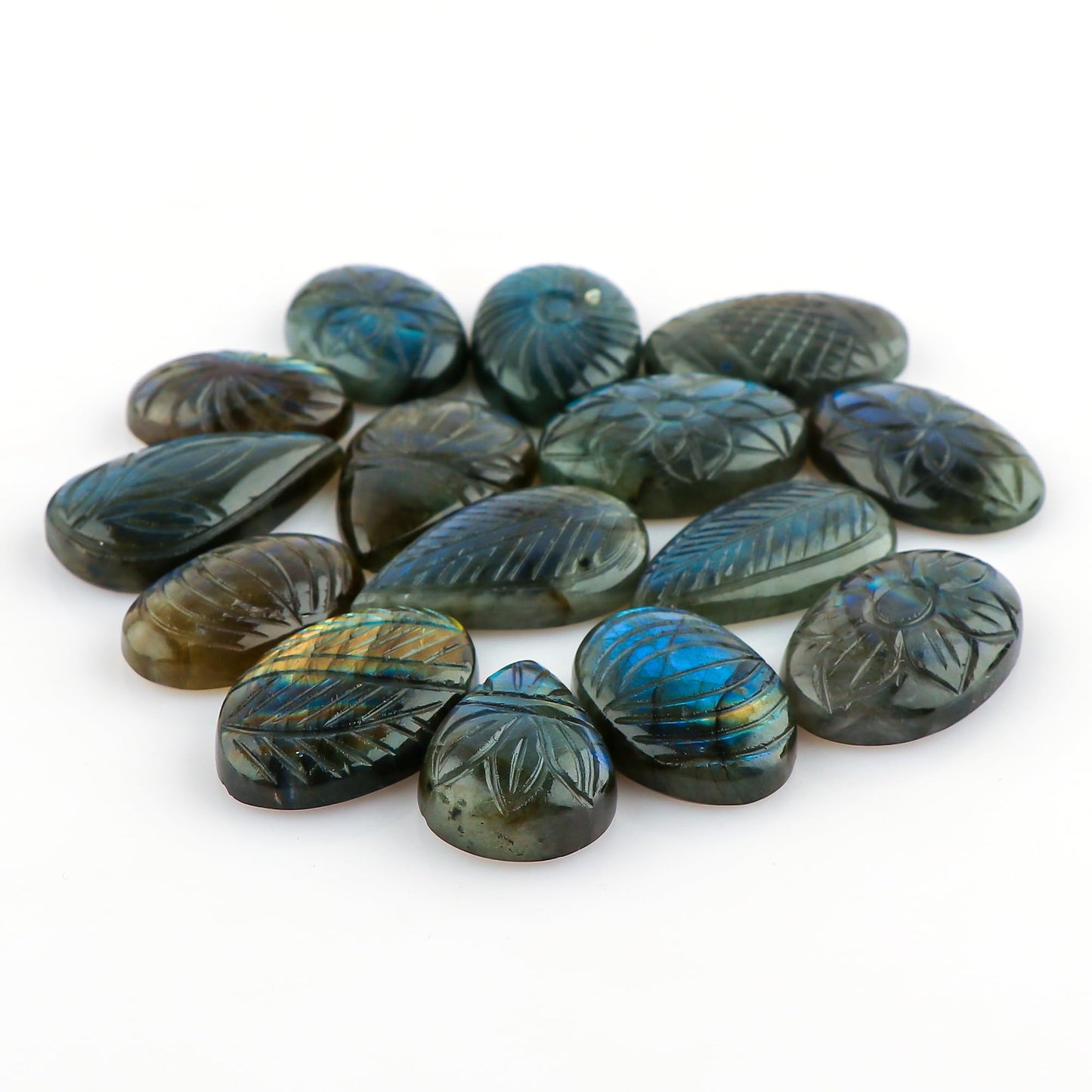 TGH Natural Labradorite Gemstones Carving Wholesale Cabochons Lot, Jewelry Making Loose Gemstone, Polished Gems, DIY, Wire Wrapping, Reiki, Wikka, Healing Crystals, Bulk Gemstone Deal, Pack Of 3