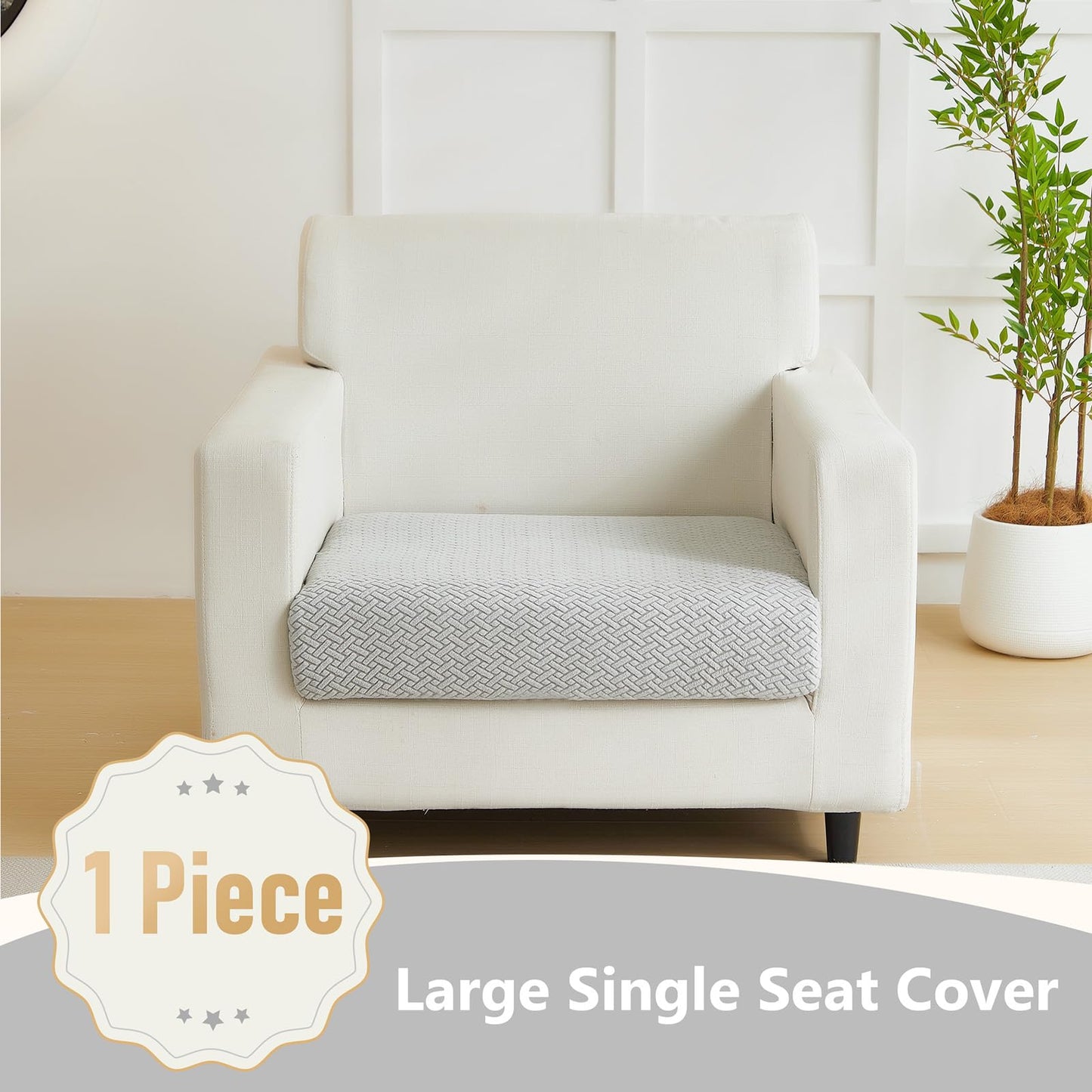 Yoovat Couch Cushion Covers for Sofa Couch Covers Wear-Resistant Universal Sofa Cover Washable Stretch for Sectional Slipcovers (Texture-Light Gray,Large Single Seat Cover)