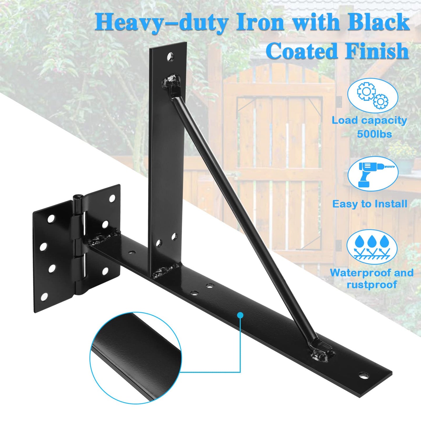 Heavy Duty Fence Gate Kit Gate Hardware No Sag Kit 2x4s Adjustable for Wooden Fence Gate Windows Shed Doors