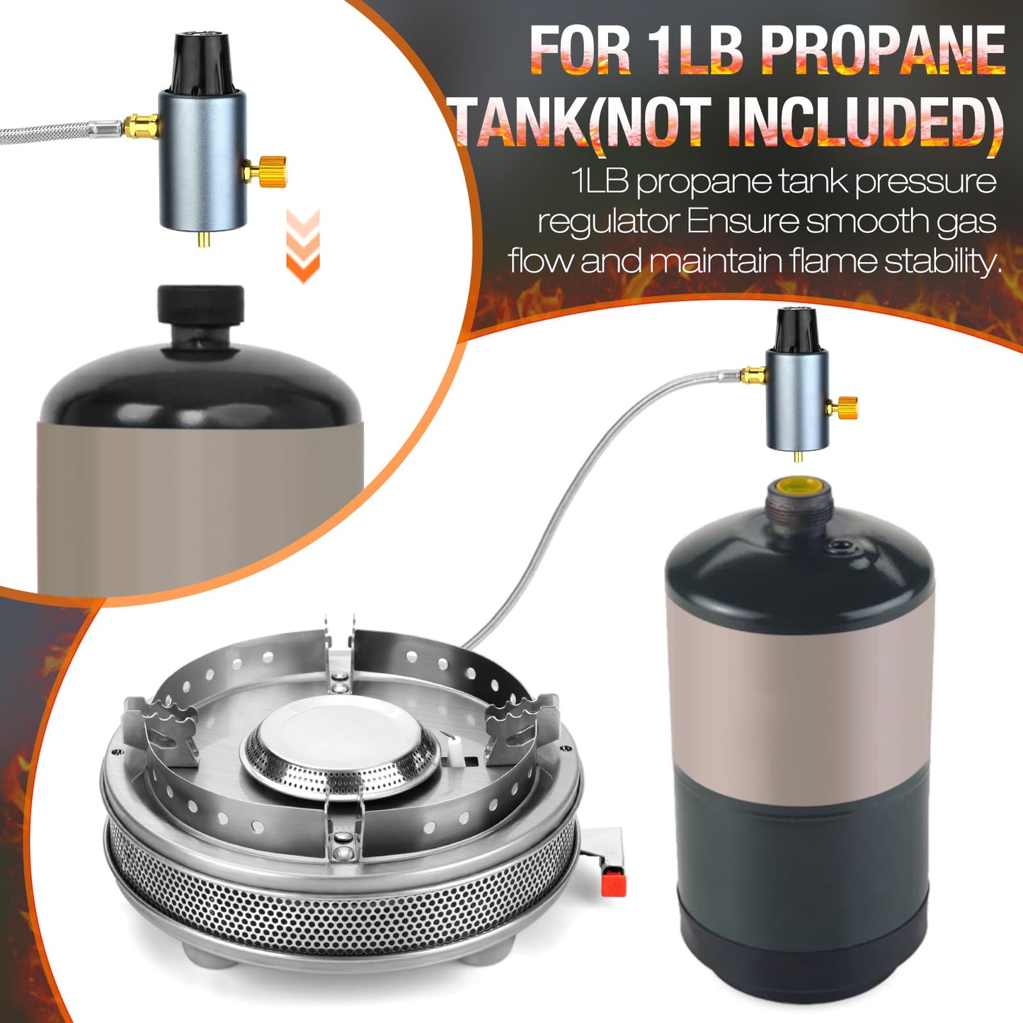 Propane Camping Stove, Portable Camp Gas Stove 13500BTU Burners with Piezo Ignition, Carrying Bag