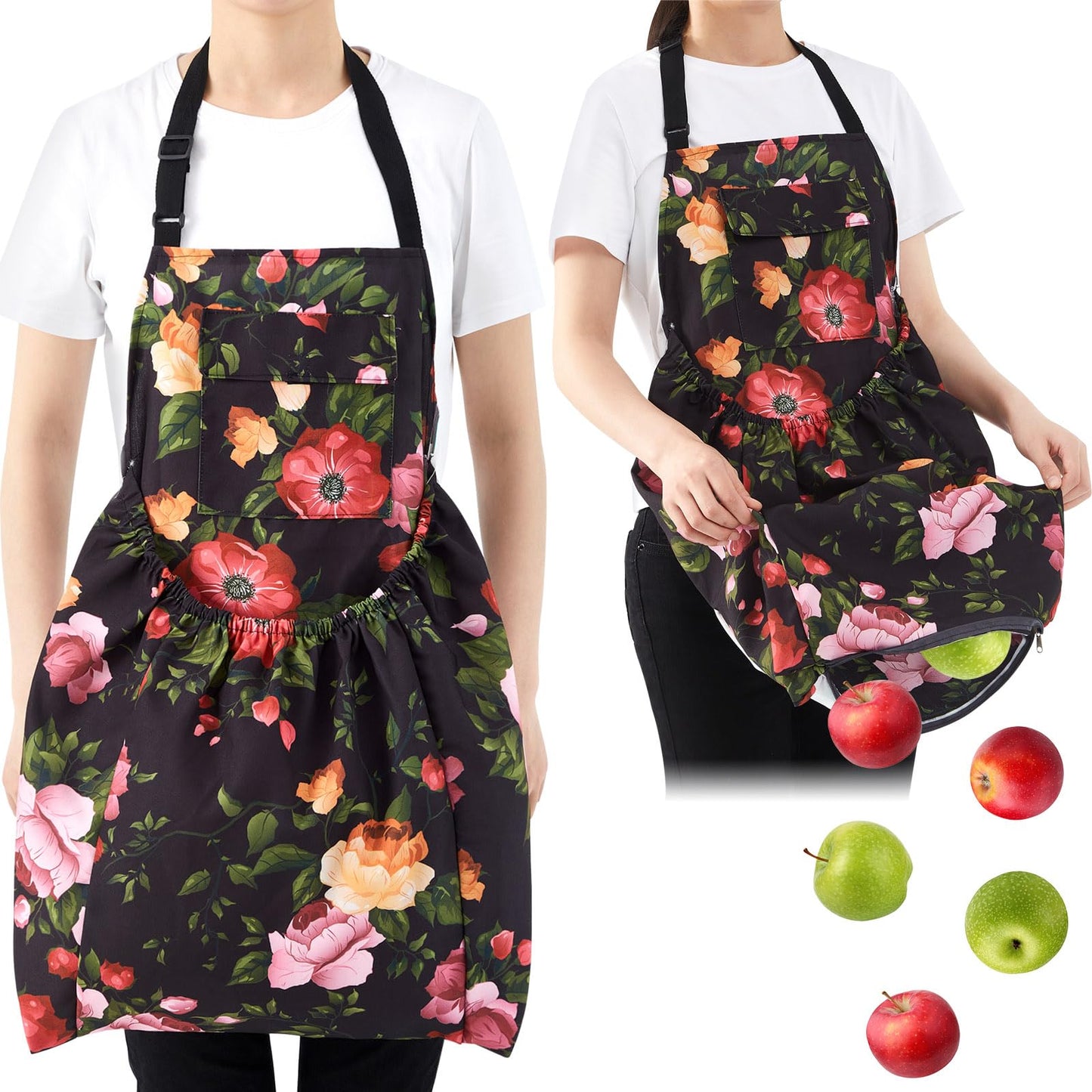 Maiteenly Gardening Apron with Release Pockets, Mother's Day Gifts for Women, Floral Apron for Harvesting Picking Weeding Laundry Work Artist Gardeners Gardening Lovers