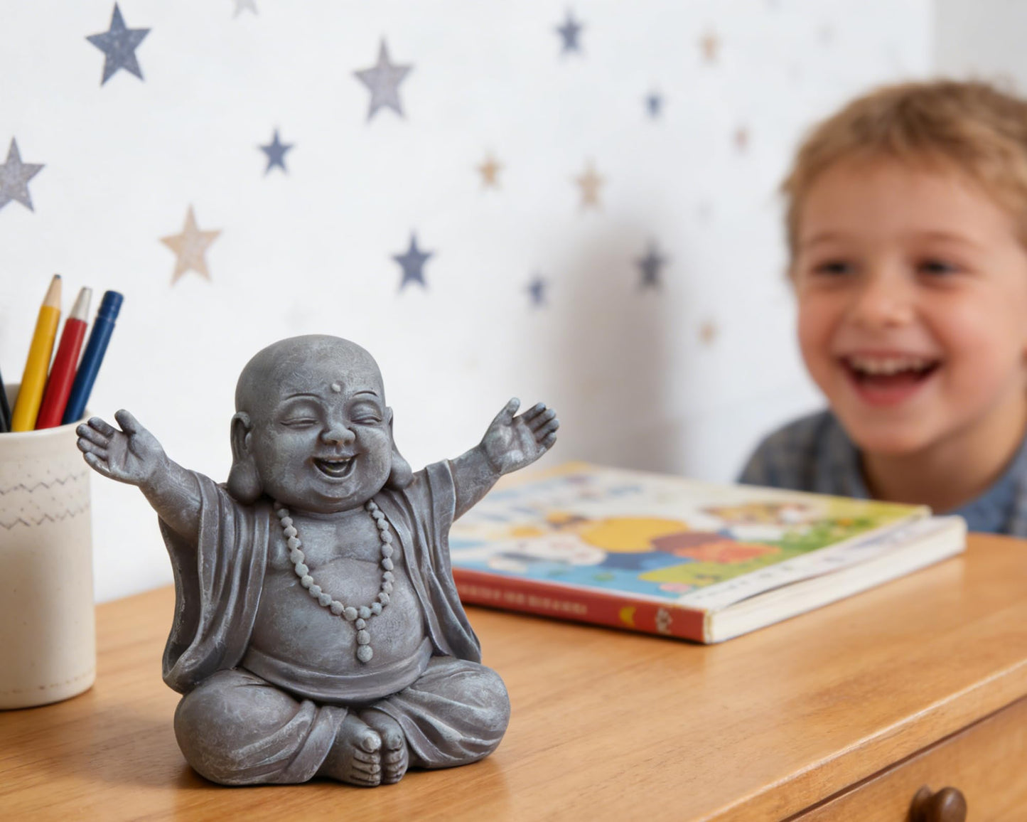 AMOIENSIS Laughing Buddha Statue for Zen Space, Relieve Stress Zen Atmosphere for Indoor/Outdoor Feng Shui Decoration