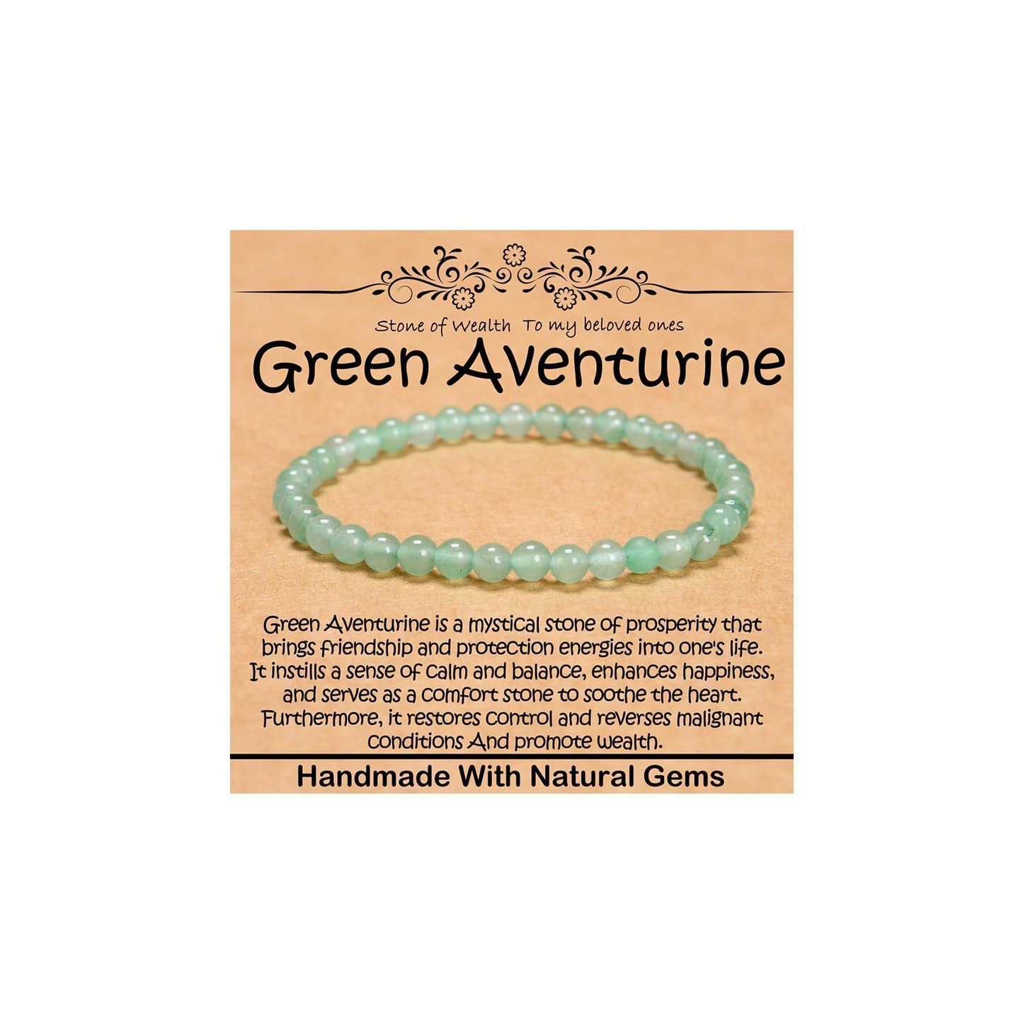 CHCCOYE 4mm Natural Healing Gemstone Bracelet Handmade Yoga Stretch Elastic Bracelet Stress Relief Crystal Jewelry for Men and Women (4mm, Green Aventurine)