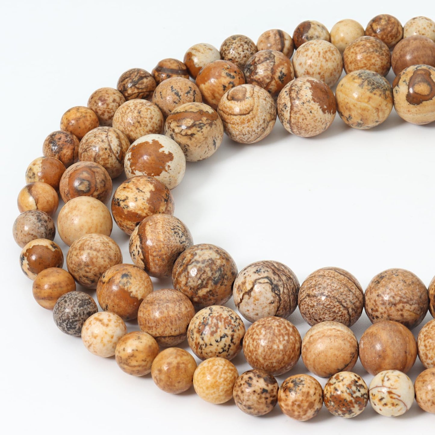 Siomia 45pcs 8mm Natural Picture Jasper Gemstone Beads Energy Healing Crystal Round Loose Stone Beads for Jewelry Making, DIY Bracelets Necklaces