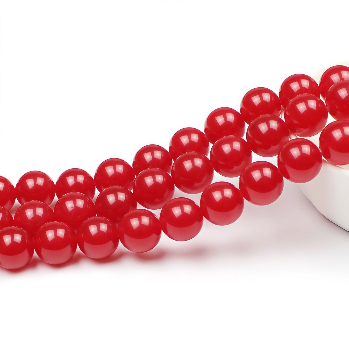 MJDCB Natural Red Jade Round Loose Beads for Jewelry Making DIY Bracelet Necklace (6mm)
