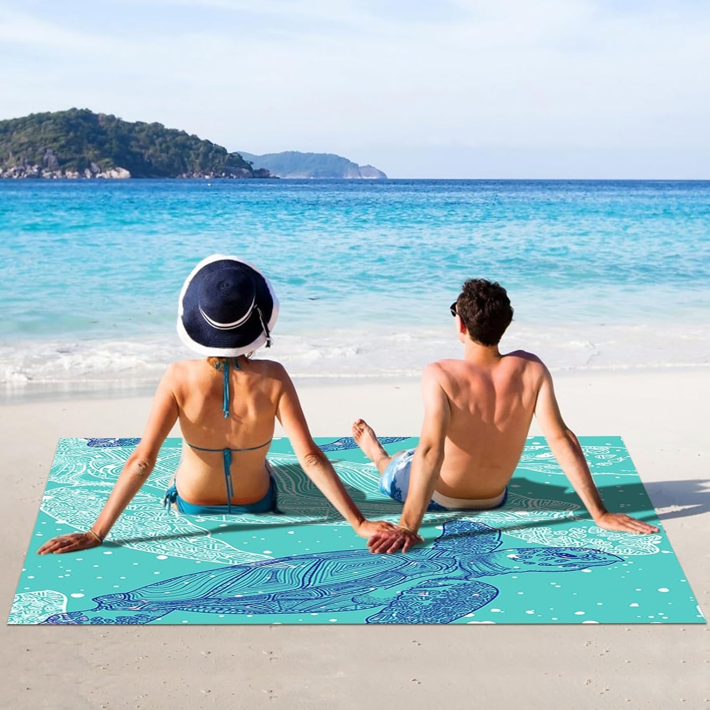 JKSvrenthy Beach Blanket Waterproof Sandproof Beach Mat Sand Free Beach Essentials for Picnic Party Travel Camping Hiking - 79" X 83"
