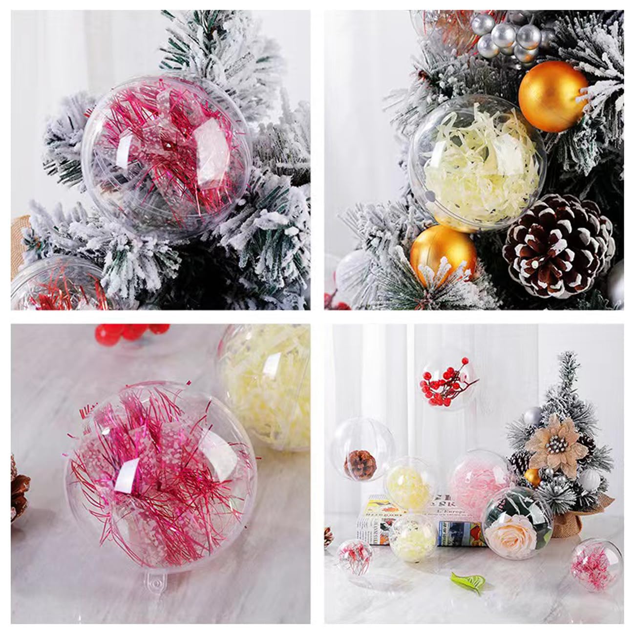 20 Clear Fillable Ornaments Balls- 80mm/3.15" Transparent Plastic Thickened Spherical Assembled Craft, for Christmas Tree Decor, and Festive Days Home Party(8cm)
