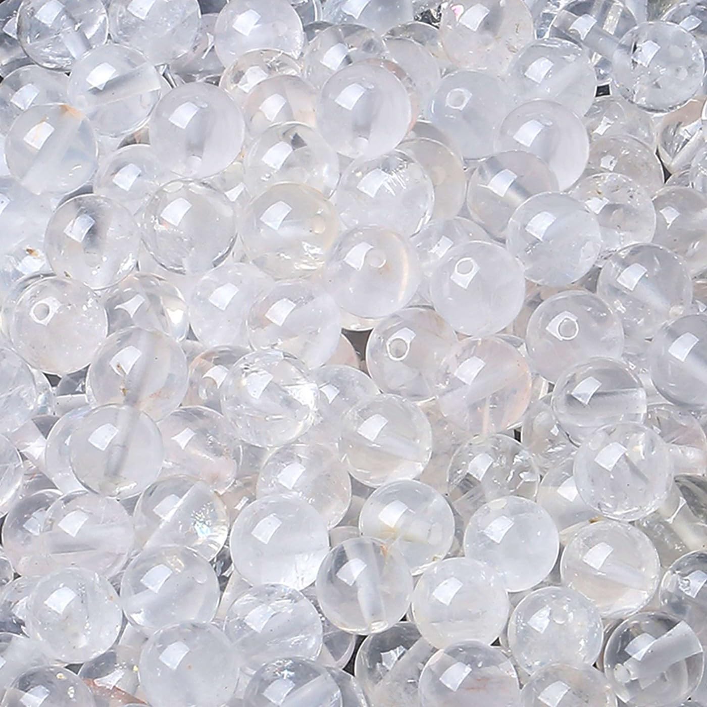 LAIDANLA Clear Quartz 8mm Natural Stone Beads Round Loose Gemstone Stone Beads for DIY Bracelet Necklace Earrings Jewelry Making Polishing Genuine Real Beading Crystal 96PCS 2 Strand 32"