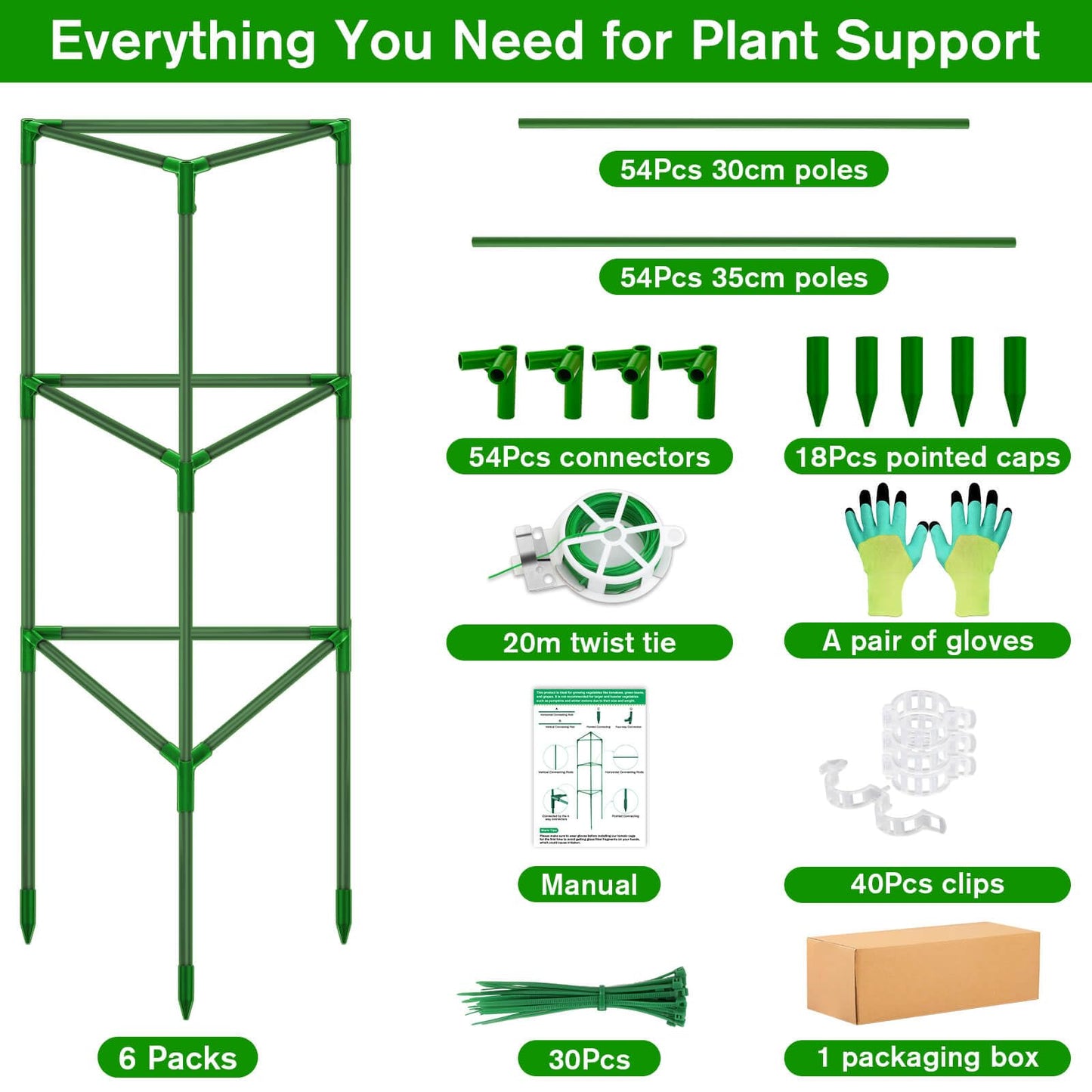 Tetutor Tomato Cages for Garden, 3 Pack Tomato Cage Trellis, Garden Cage Heavy Duty Tomato Stake Support, Garden Stakes Plant Cage for Pots Plants Vegetables