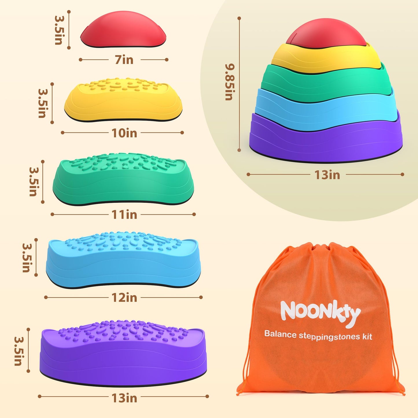 Stepping Stones, 5pcs Non-Slip Stepping Stone, Sensory Stepping Stones for Coordination Skills & Promoting Balance, Balance Outdoor Indoor