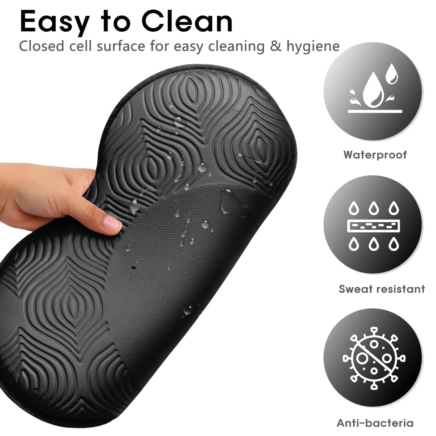 MBHKRRS 2 Pack Yoga Knee Pads Mat Set - Extra Thick Foam Kneeling Pad Cushion for Knees, Elbows, Wrists, Head - Yoga Essentials for Women Men, Non-Slip Pilates, Meditation, Floor Workouts (black)