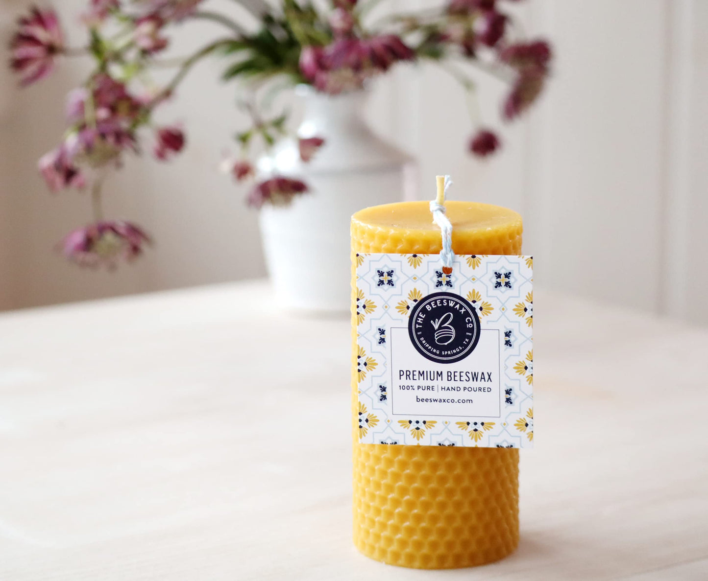 The Beeswax Co Pressed Honeycomb Beeswax Candle, Natural Honey Scented Organic Candle, Eco-Friendly & Non-Toxic with Cotton Wick, Long-Lasting & Clean-Burning, Unique Home Decor, 2.25 x 4.25 Pillar