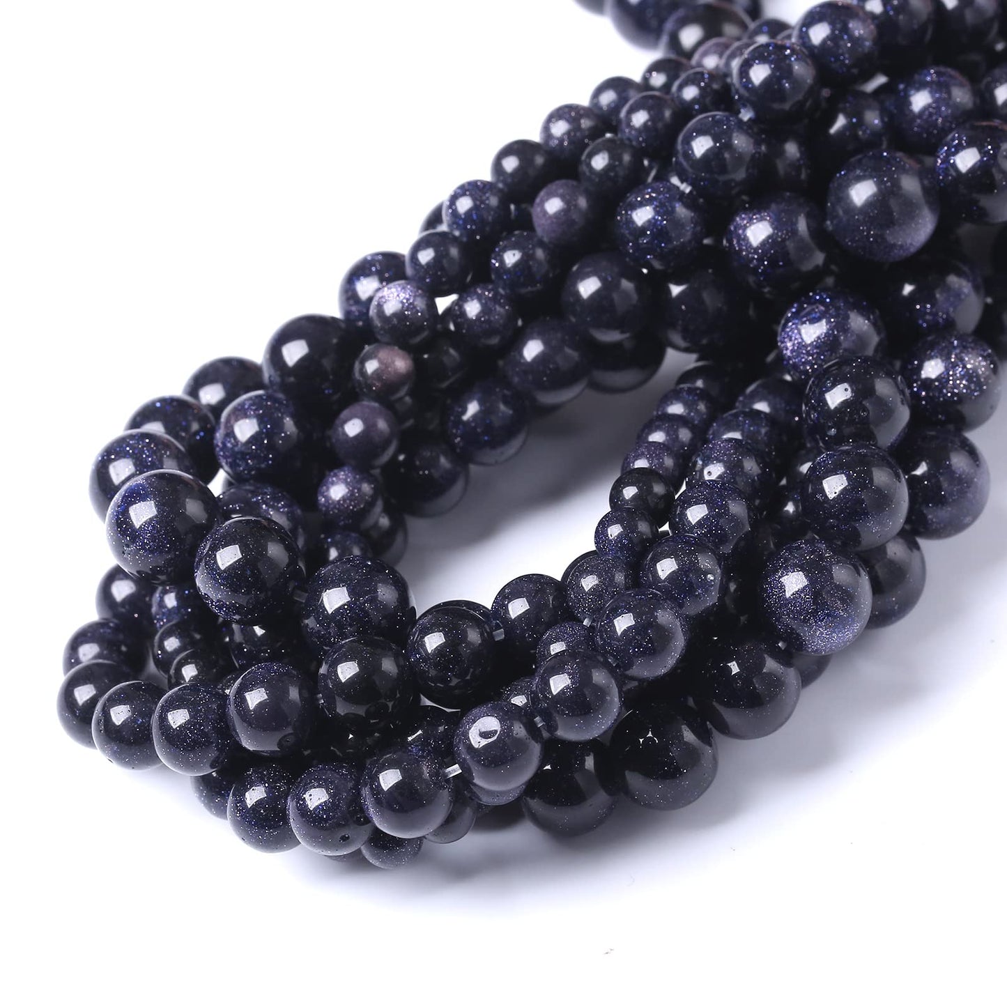 45PCS 8MM Natural Blue Sand Stone Beads Energy Healing Beads for DIY Jewelry Bracelet Necklace Making for Jewelry Making15Inch