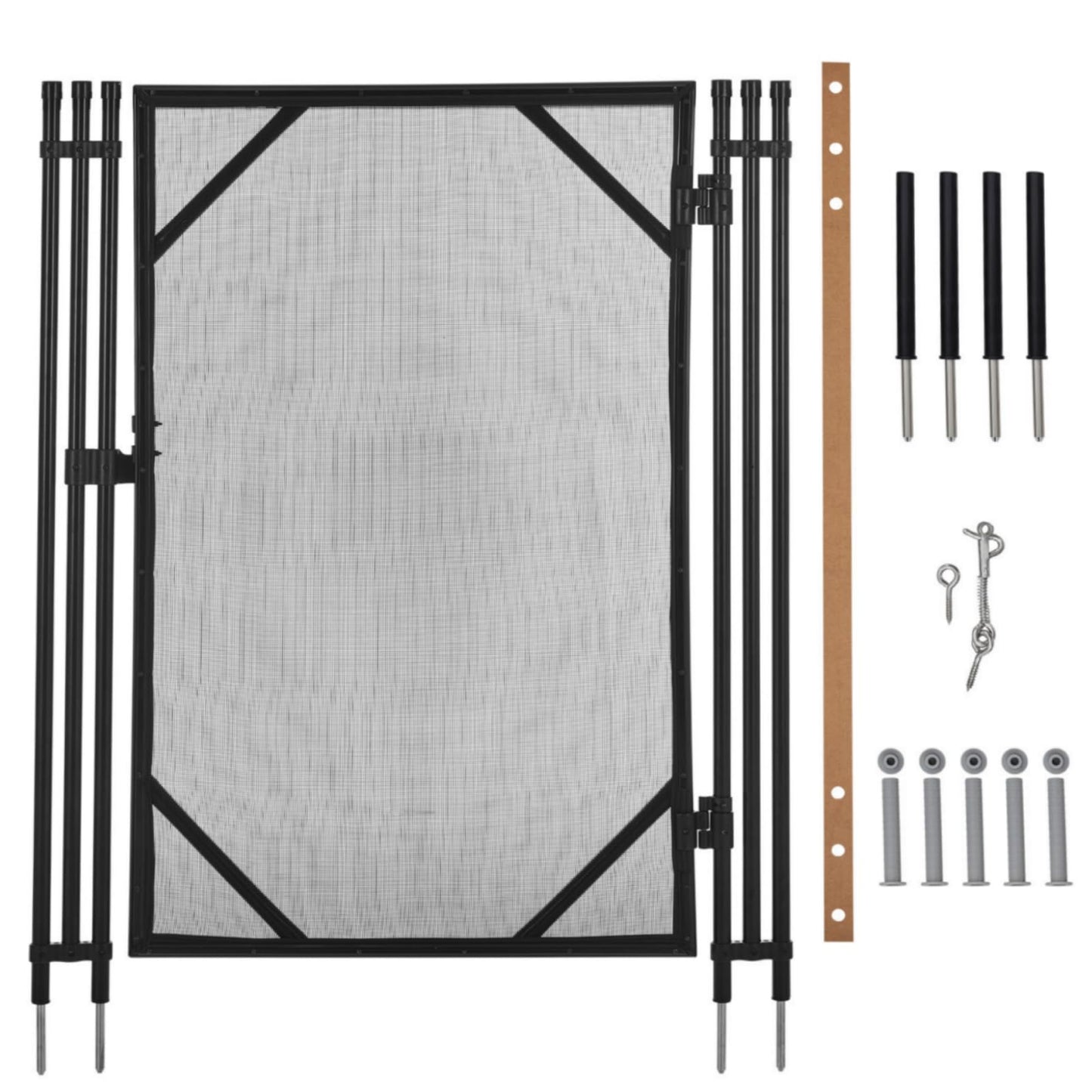 Pool Fence Gate, Modular Removable Safety Barrier with 320GSM Mesh, Connectable Panels for Any Pool Shape, Ideal for Inground, Above Ground Pools, Patios, Gardens, Black Modern Design