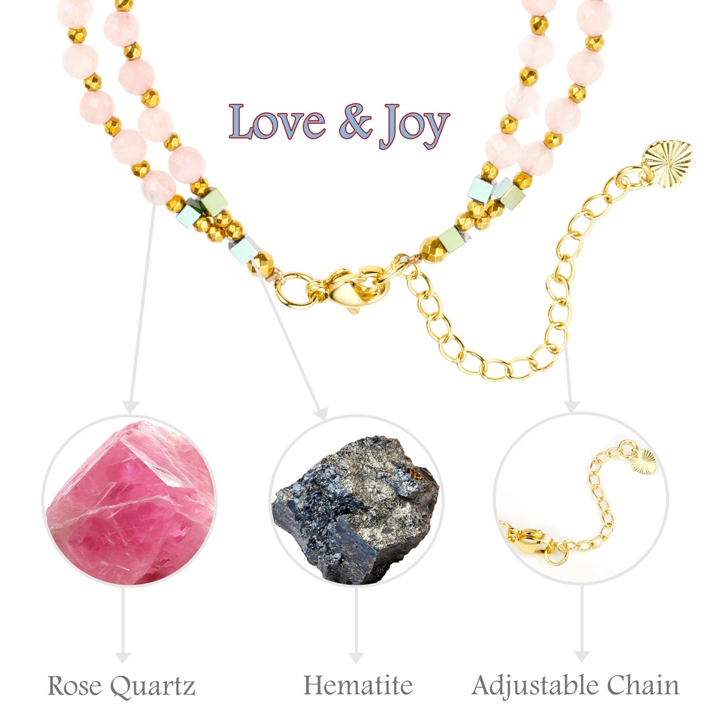 Farfume Rose Quartz - Love - Crystal Beaded Bracelets, Chakra 4mm Natural Stone Beads Bracelets, Gemstone Spiritual Jewelry Gifts for Mother's Day