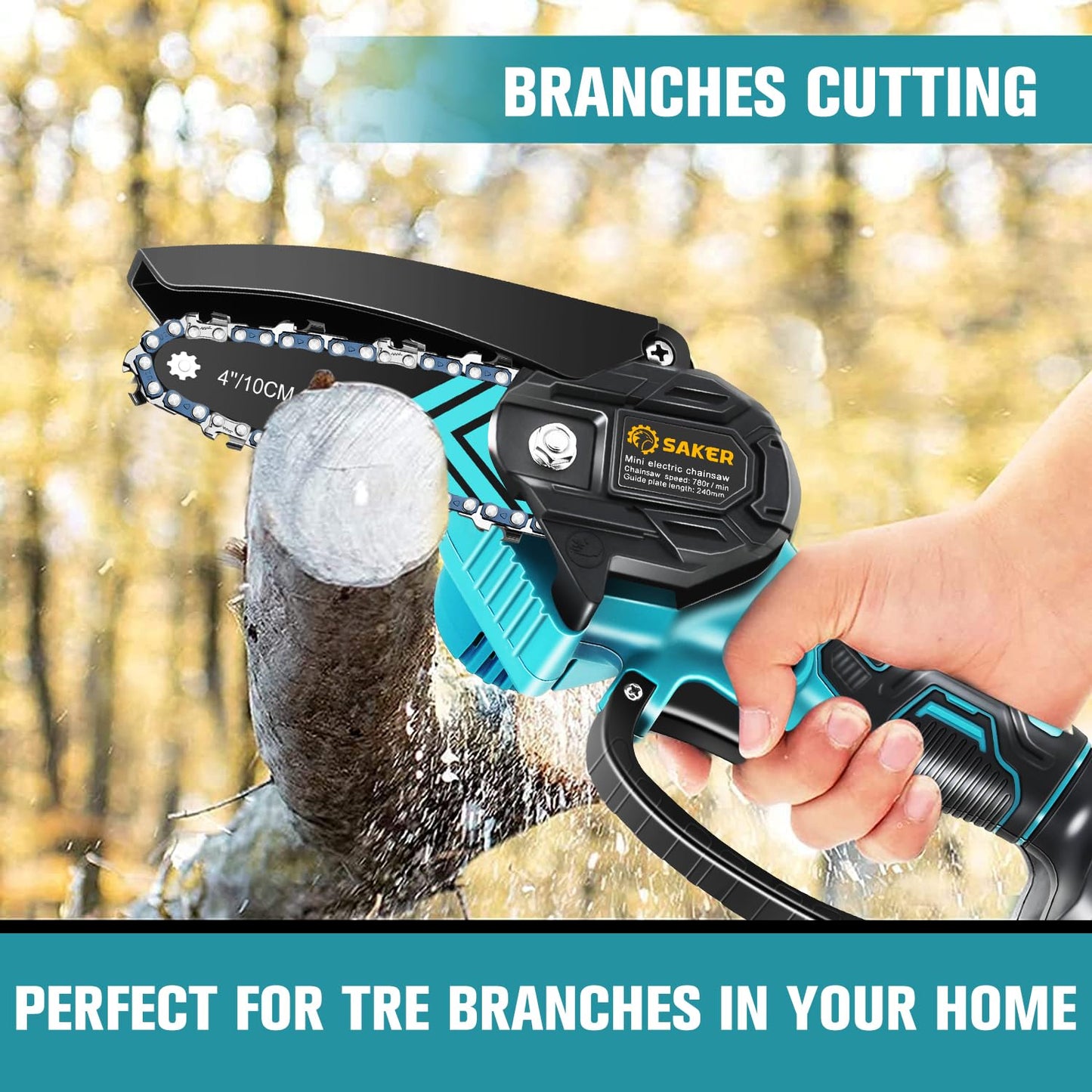 Saker Mini Chainsaw,Portable Electric Chainsaws Cordless,Handheld Chain Saw Pruning Shears Chain Saws for Tree Branches,Courtyard,Household and Garden,Father Day Gift for Men Dad Husband Women