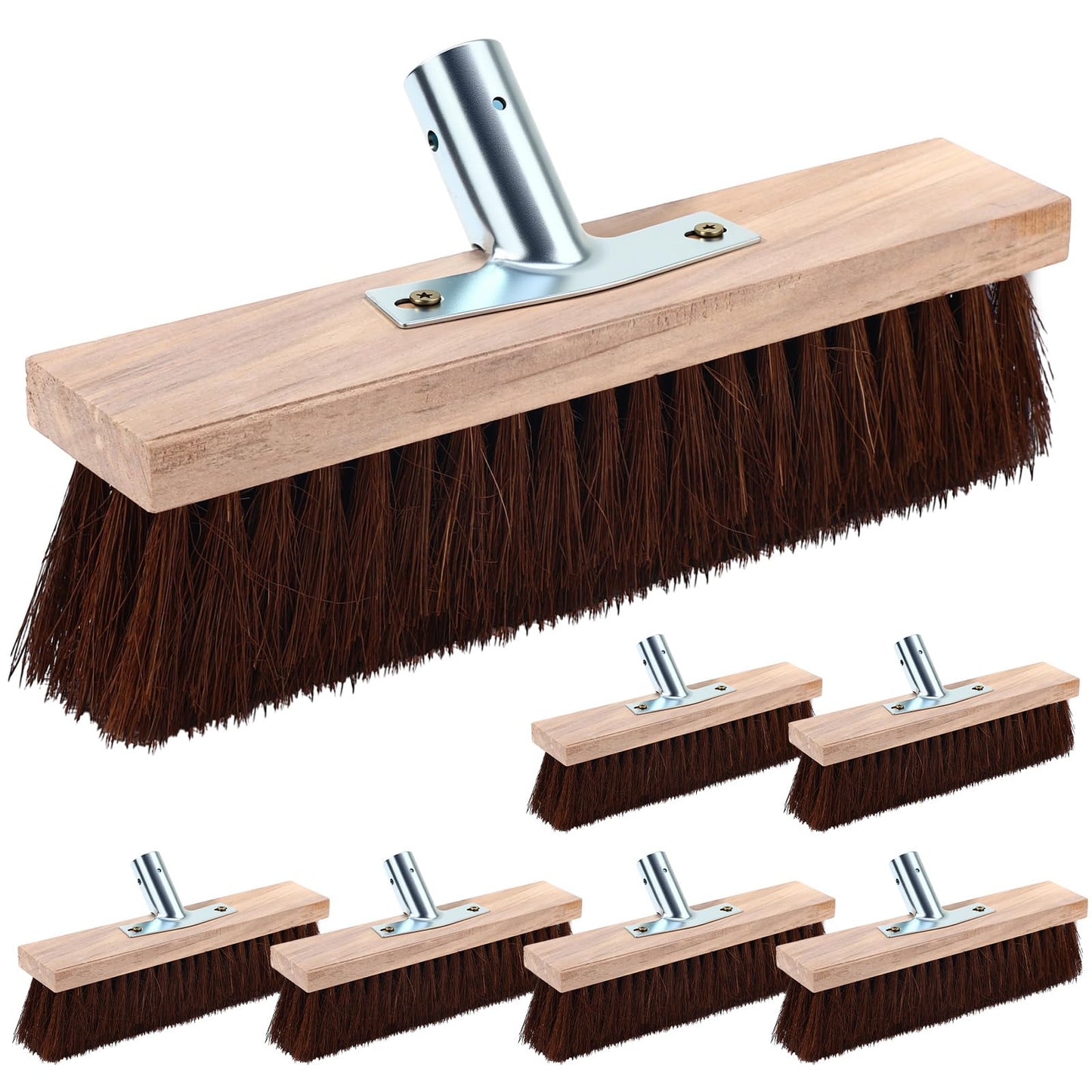 Vesici 6 Pcs Scrub Deck Brush Broom Heads Heavy Duty 10.6 x 2.4 Inch Replacement Wide Brooms for Outdoor Concrete Shop Boat Industrial Push Garage Driveway Farmhouse Cleaning Livestock Back Scratcher
