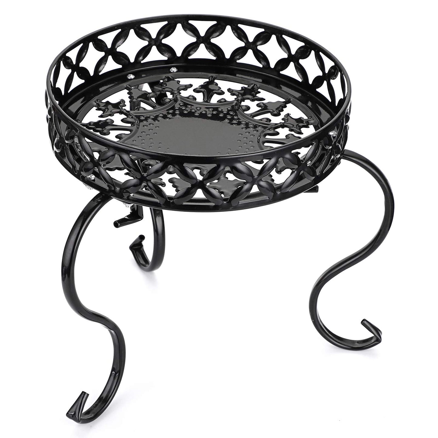 OwnMy Metal Round Plant Stand Indoor Outdoor Iron Flower Pot Holder, Heavy Duty Plant Stand Display Potted Rack for Home, Garden, Patio, Black
