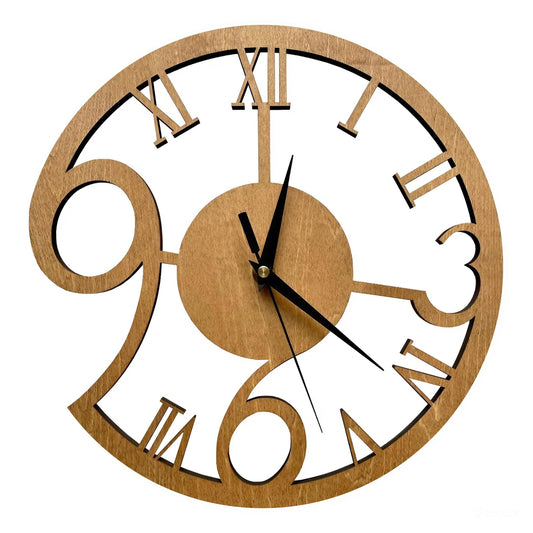 Rizalit Wood Wall Clock Artistic Modern Classic Style Unique Design 11.5 Inch for Living Kitchen Office Bedroom Silent Non Ticking Battery Operated Reloj de pared Настенные часы